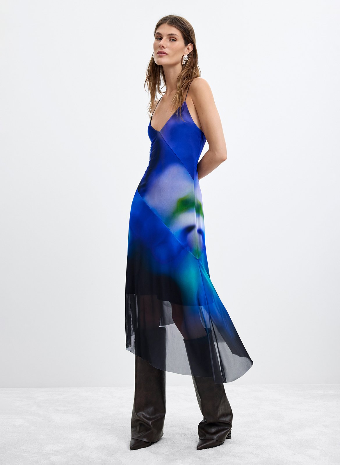 Korte, asymmetrische jurk met print DESIGUAL Blauw