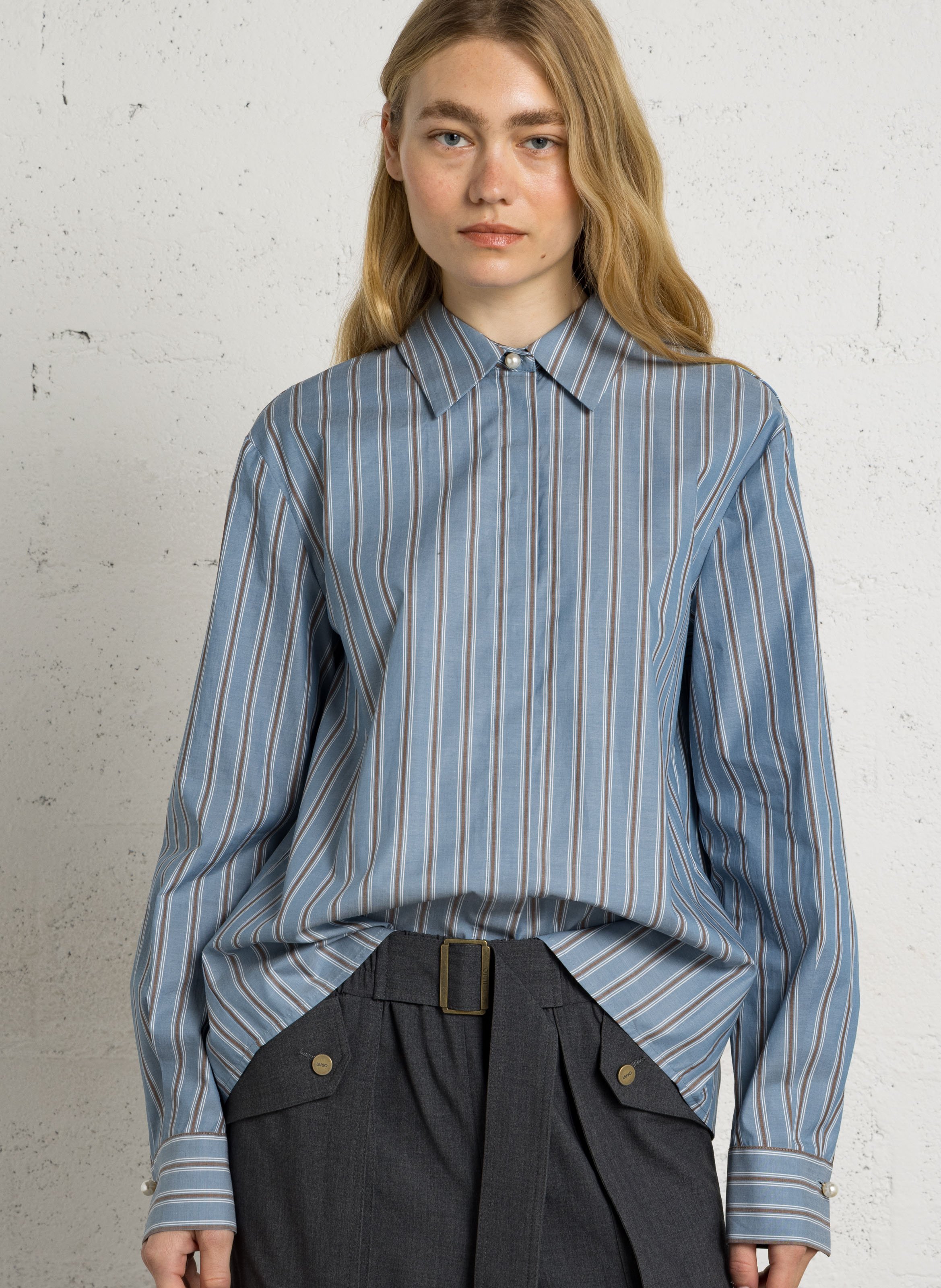 Katoenen oversized overhemd LIU JO Blauw