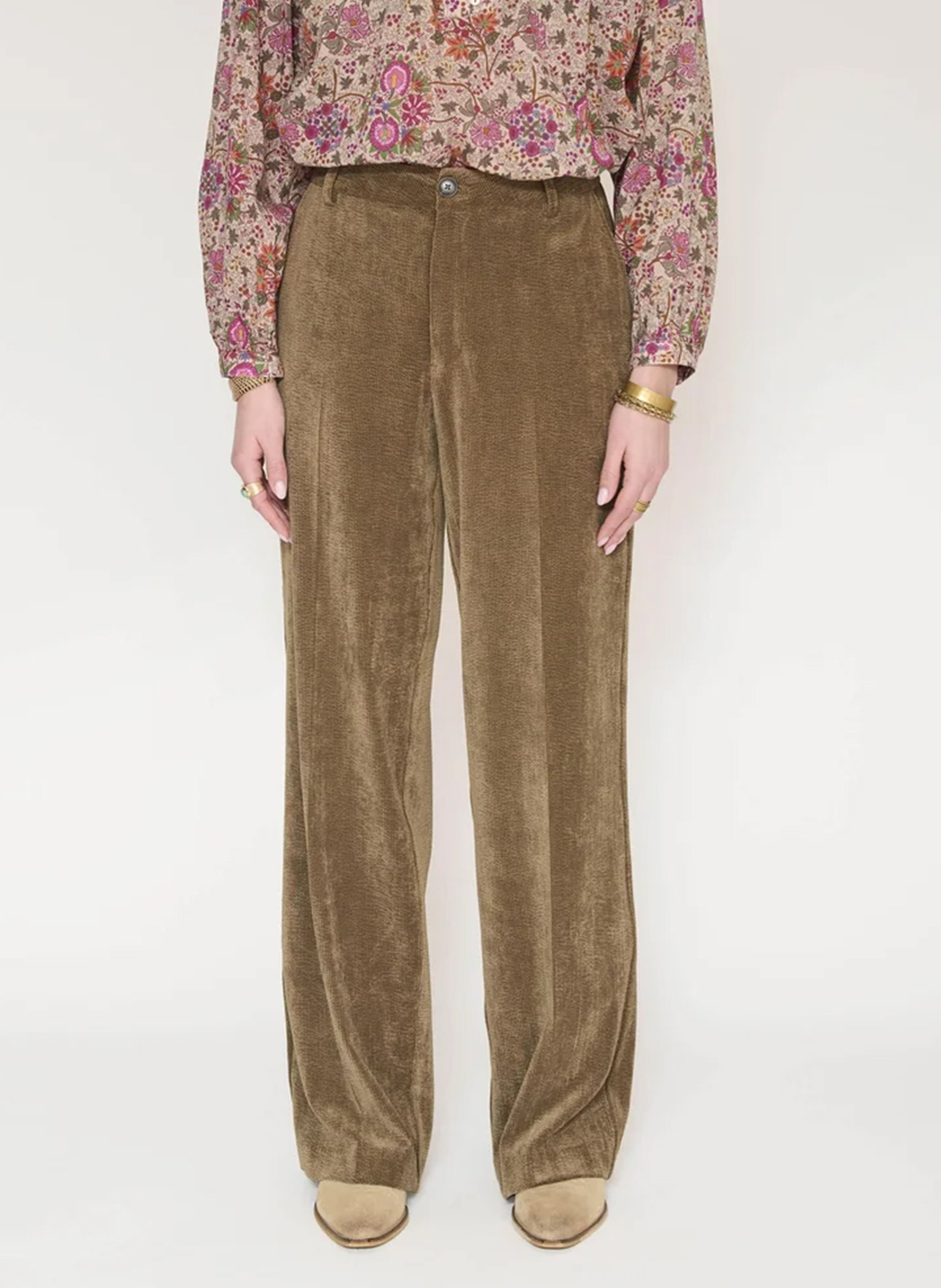 Pantalon droit en velours côtelé MKT Marron