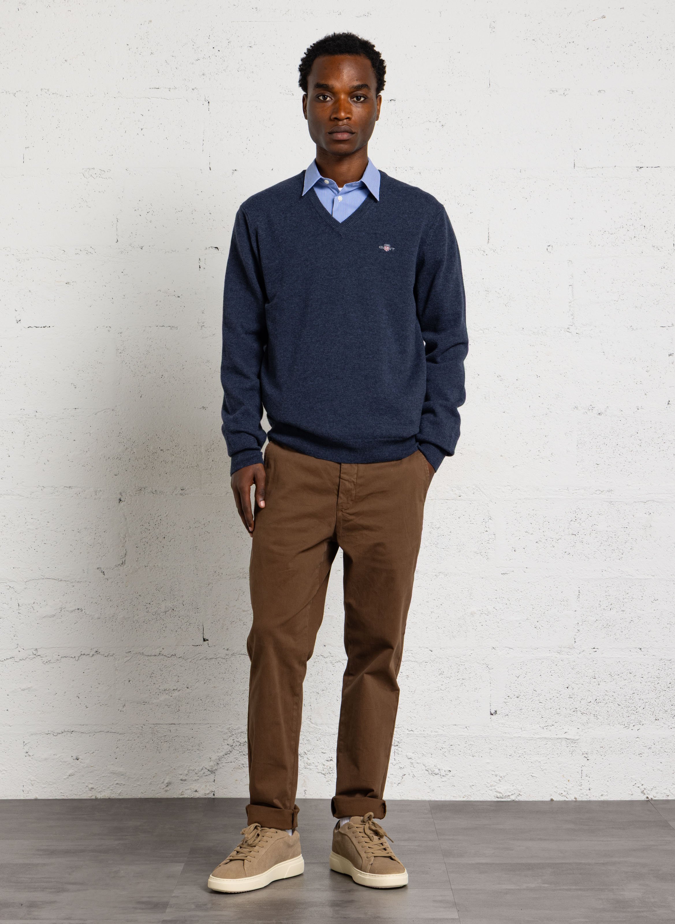 Wollpullover mit V-Ausschnitt GANT Blau