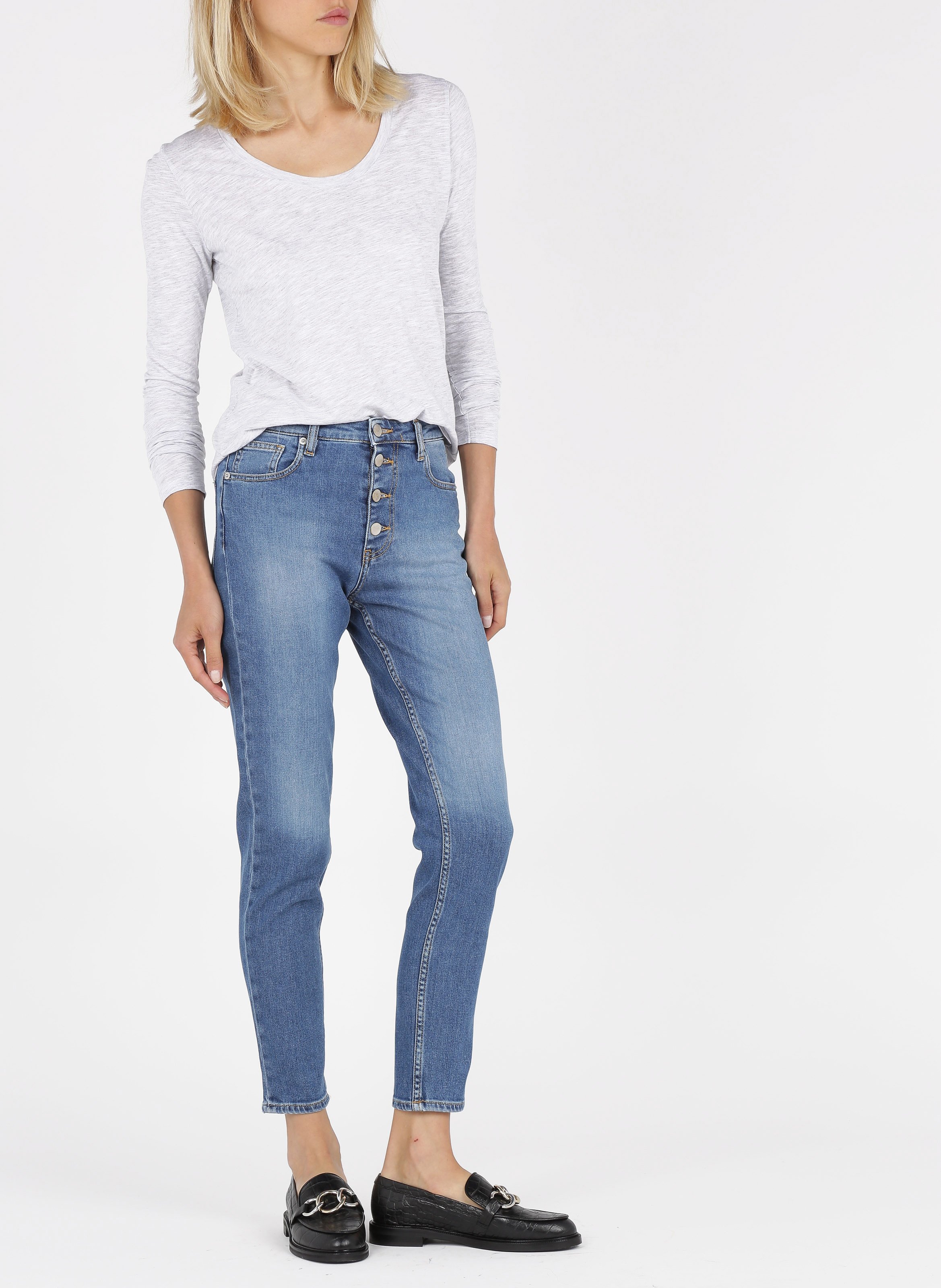 Rundhals-T-Shirt aus Baumwolle Grau