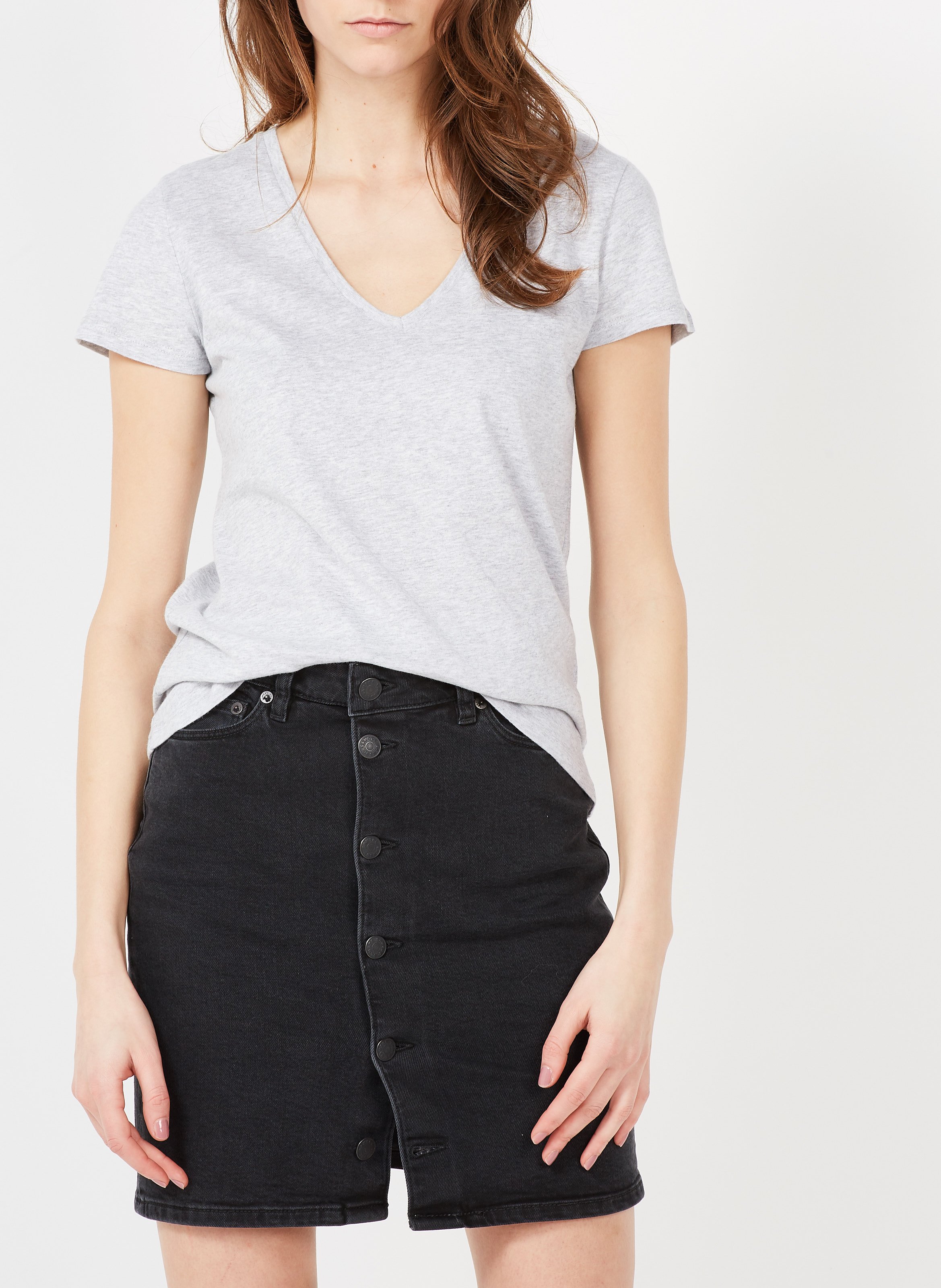 Baumwoll-T-Shirt mit V-Ausschnitt MAJESTIC FILATURES