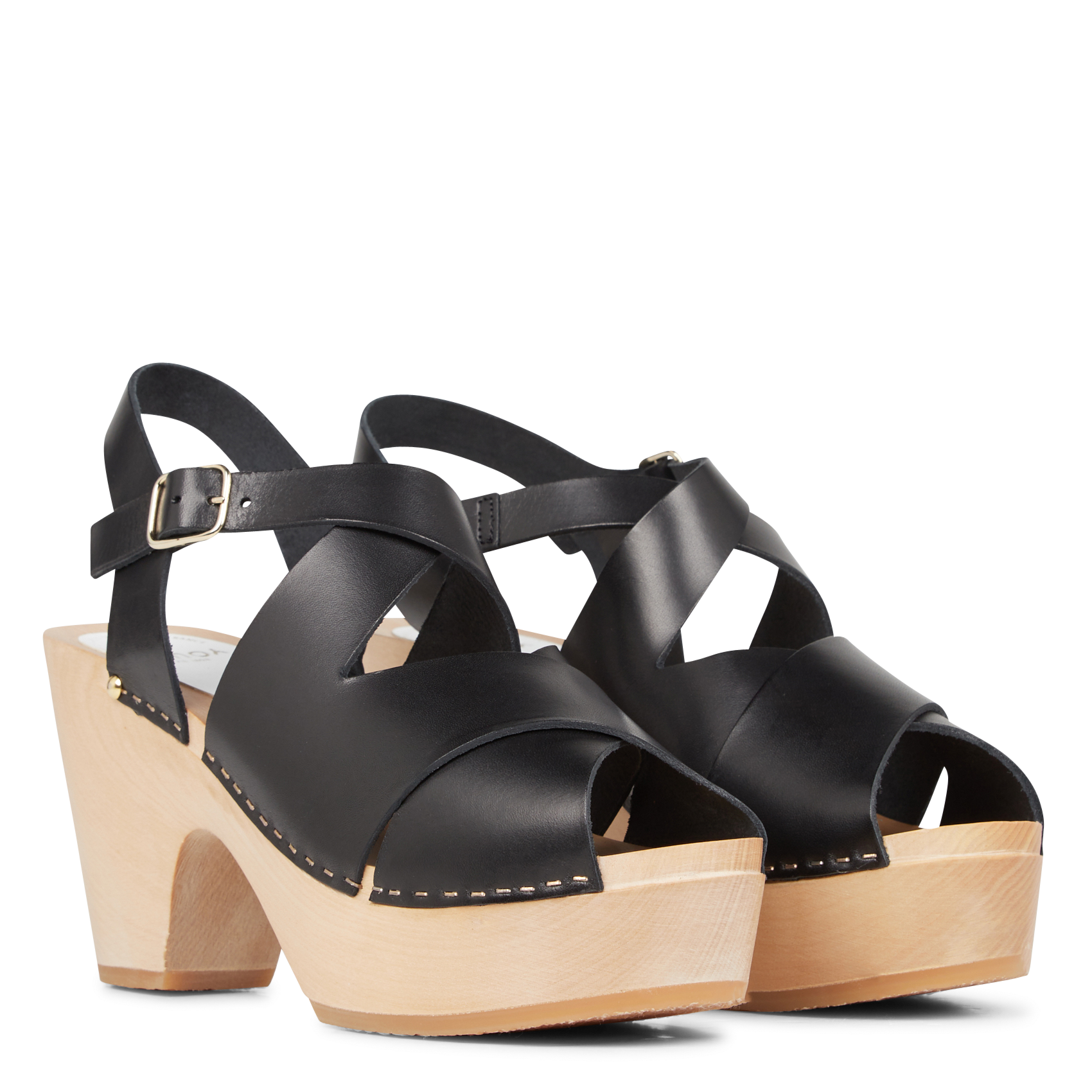 Leren sandalen met hak SABOTS YOUYOU Zwart