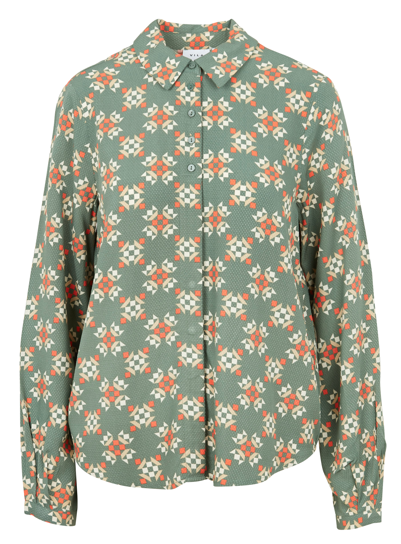 Chemise droite col classique à imprimé VILA Vert