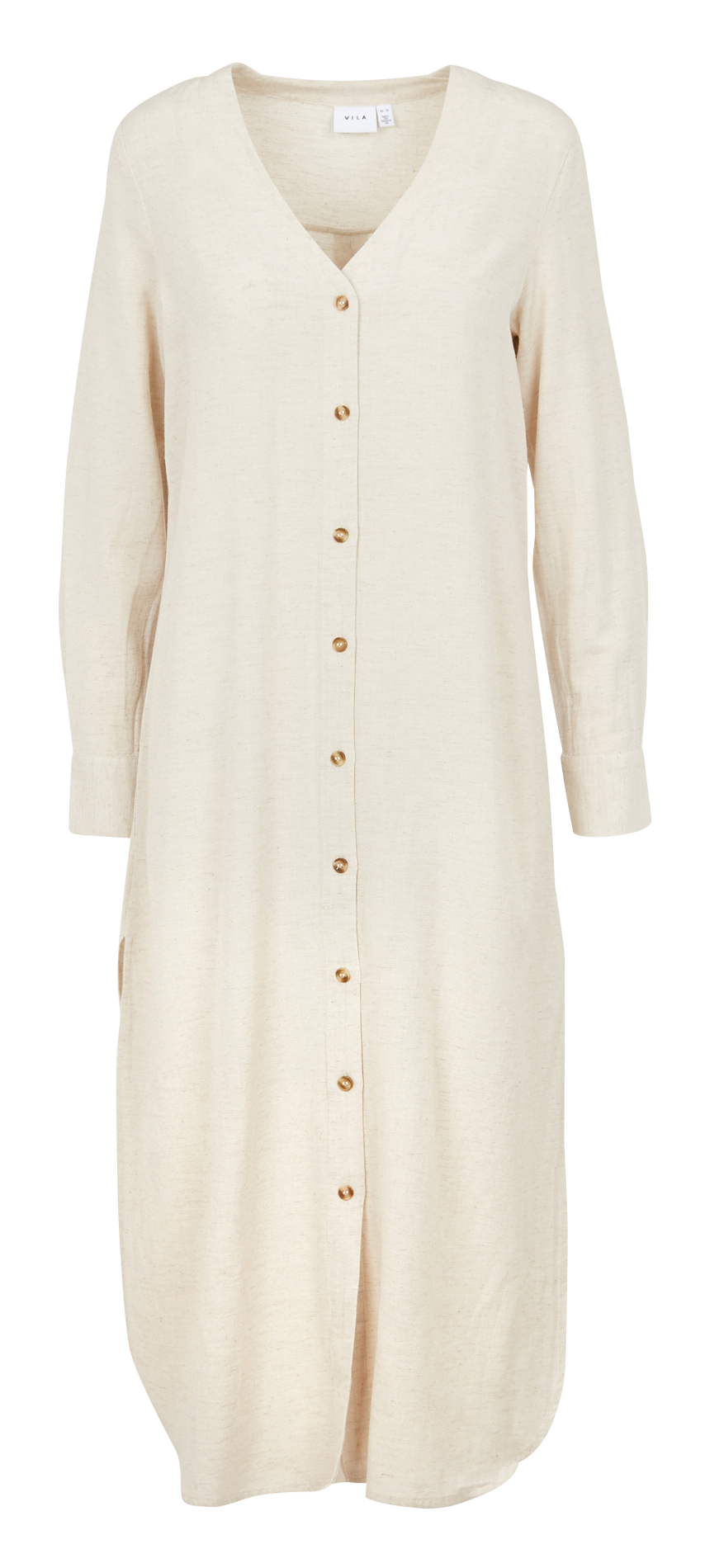Robe longue col V  VILA Beige