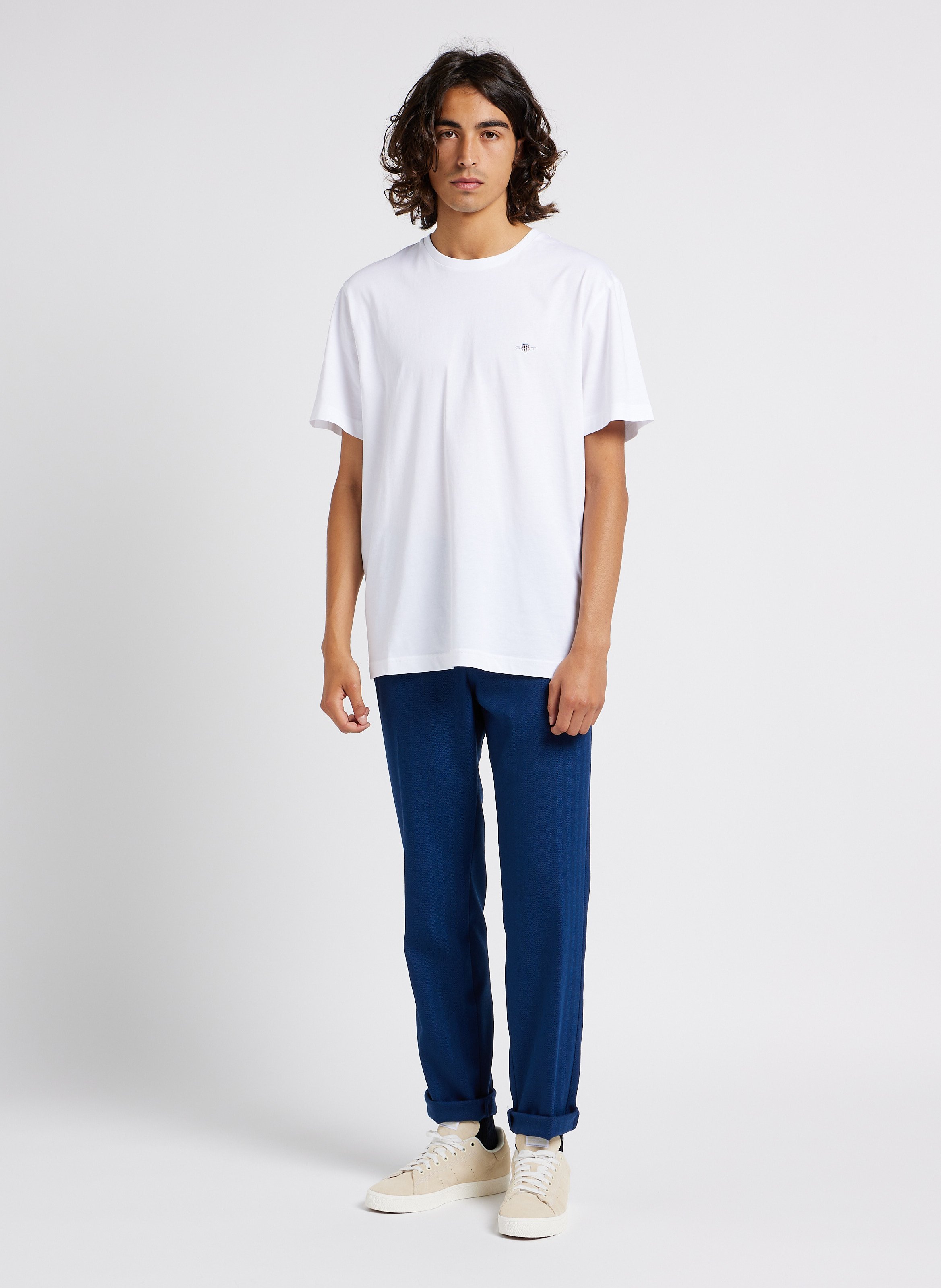 Round-neck cotton T-shirt GANT White