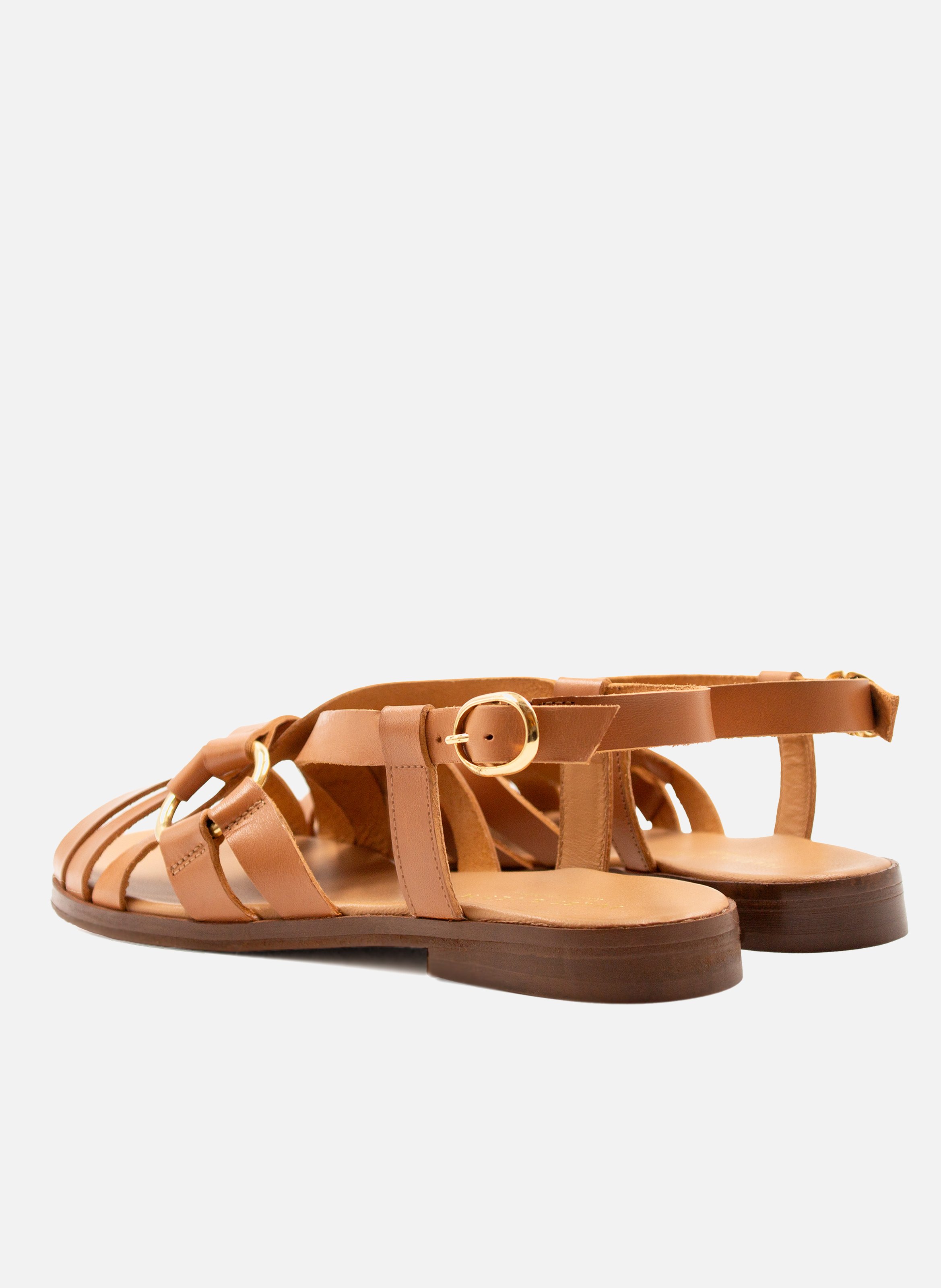 Flat sandals with smooth leather ring JULES & JENN Brown