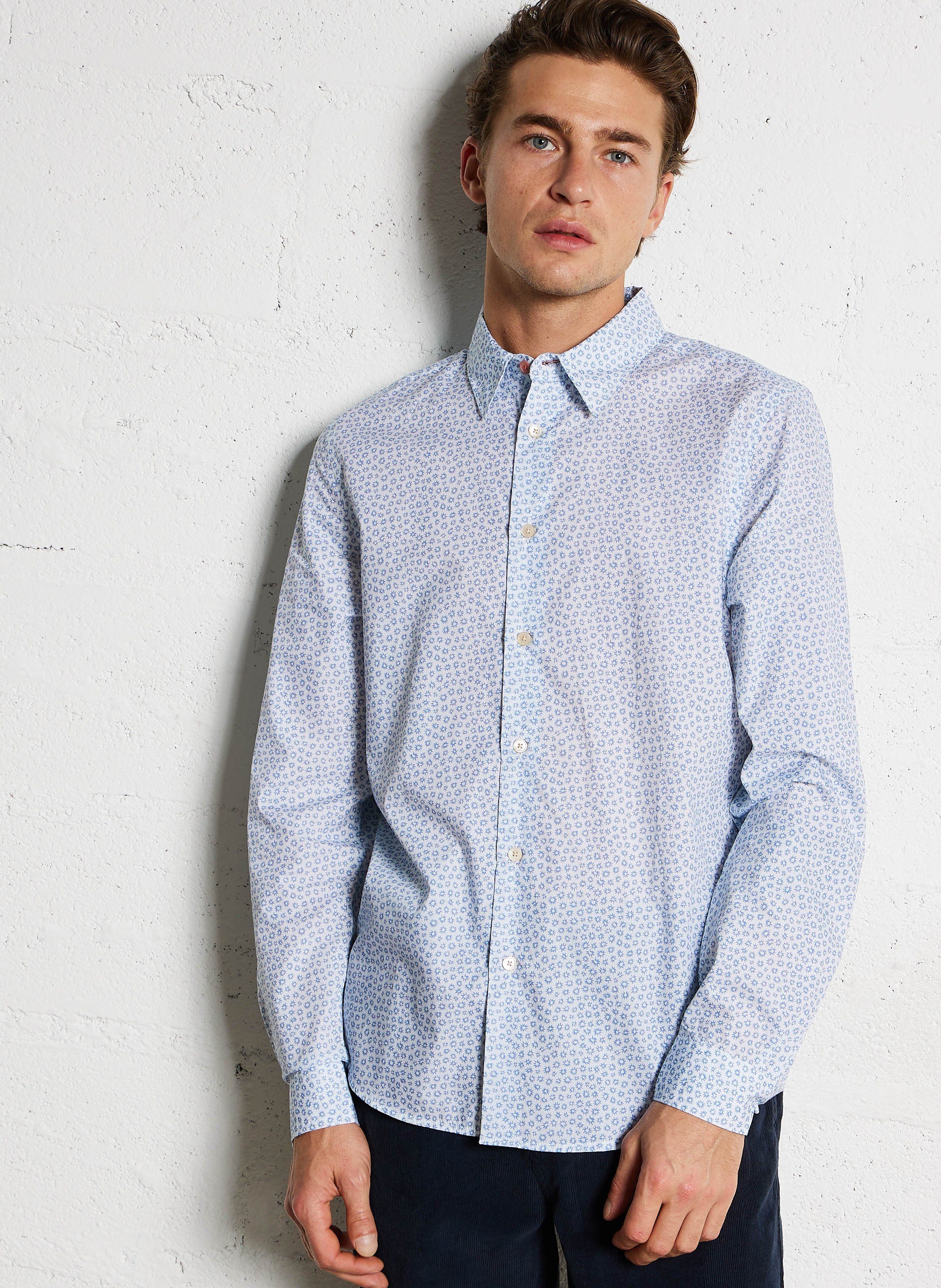Chemise ajustée imprimée en coton  PAUL SMITH Bleu
