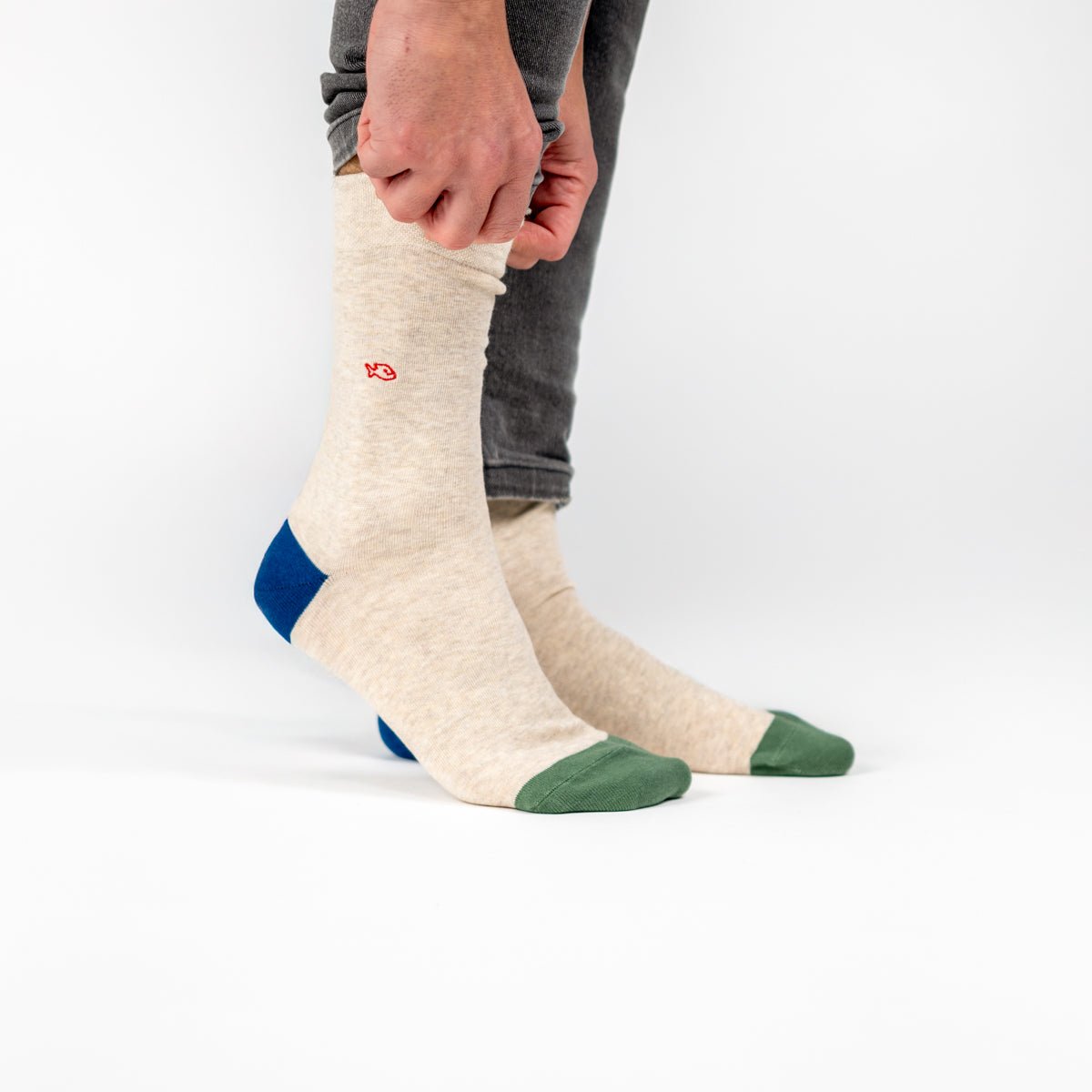 Solid combed cotton socks Beige