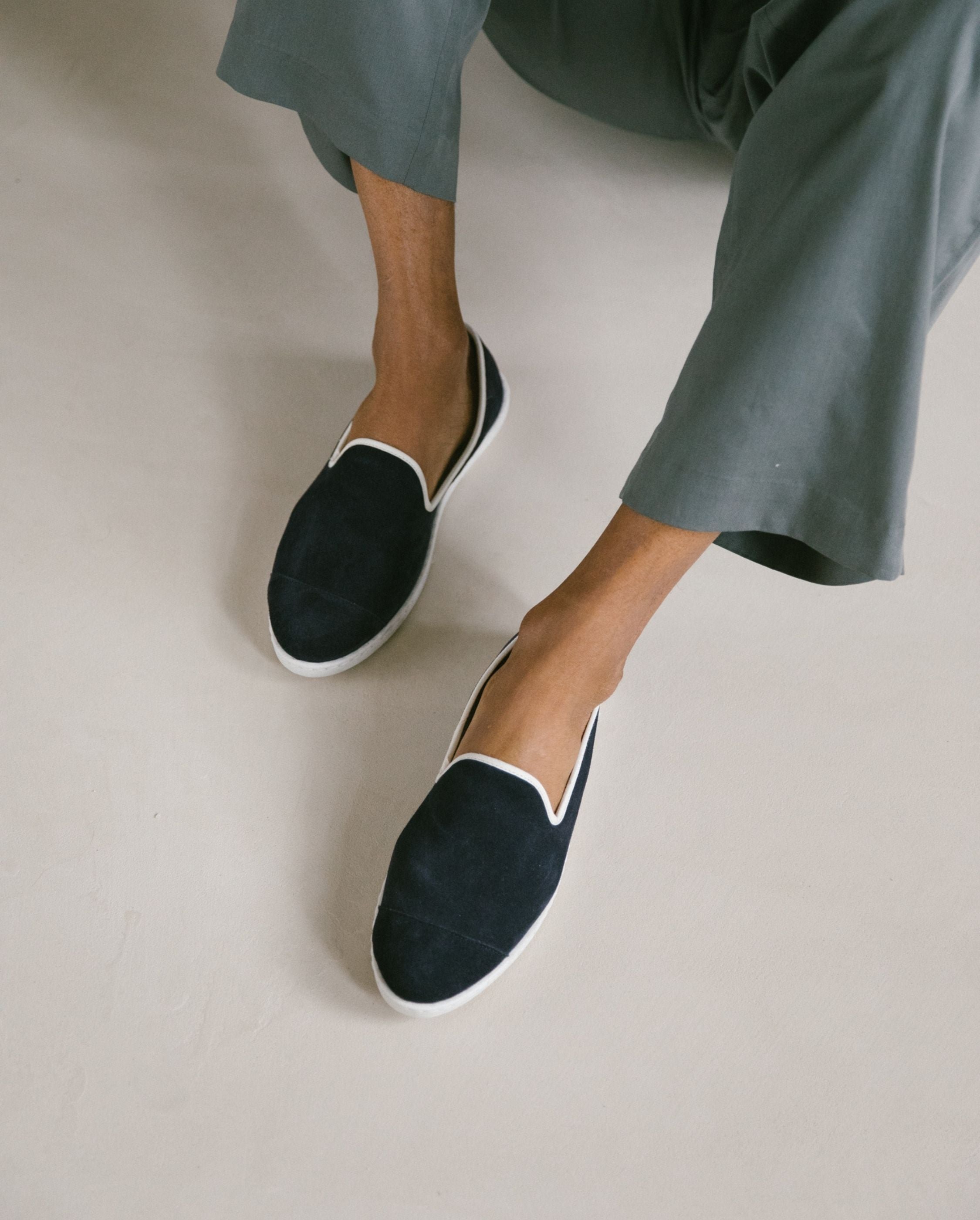 Men's leather slipper, navy Blue