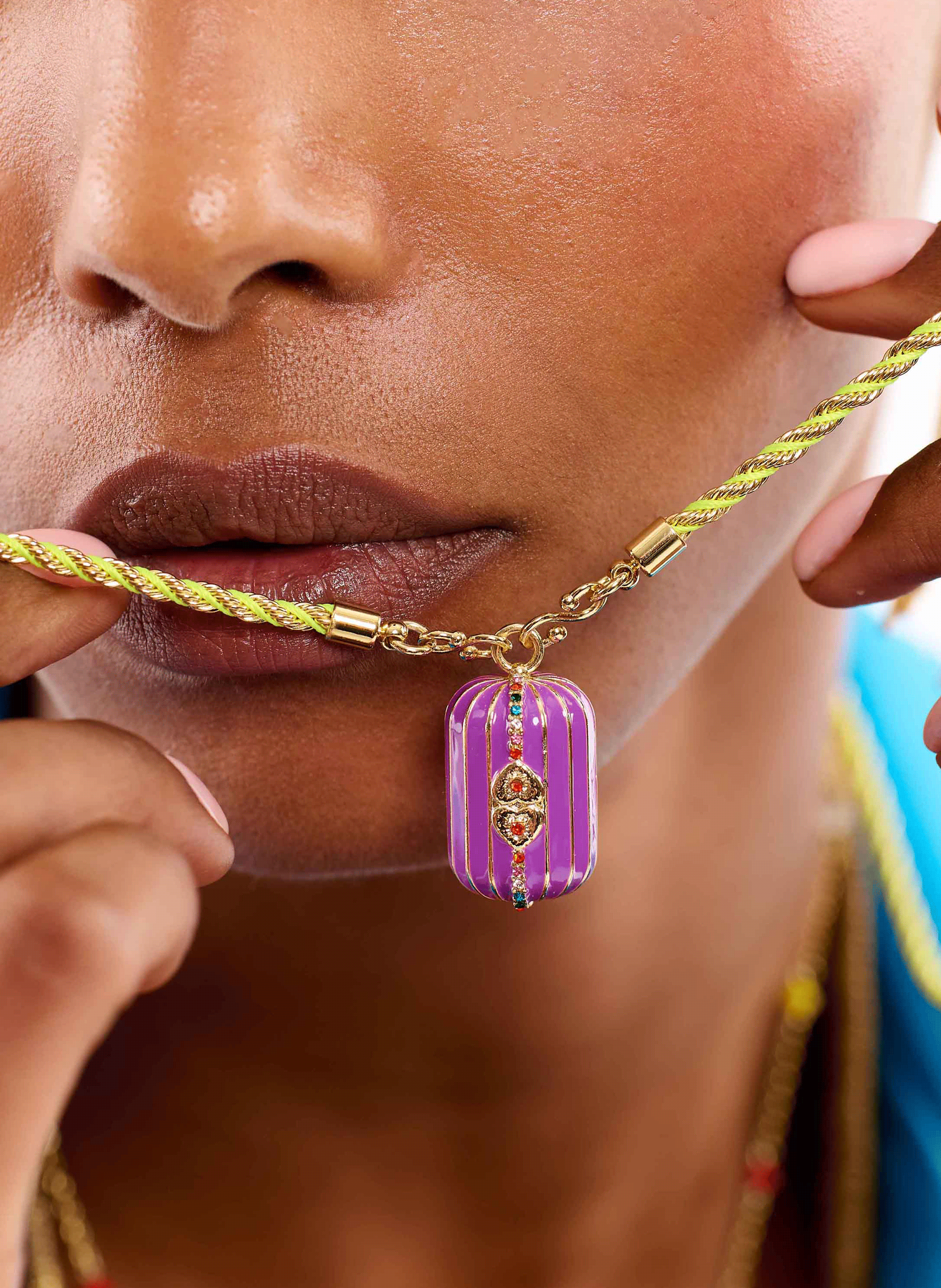 Long cord necklace with central charm HIPANEMA Purple