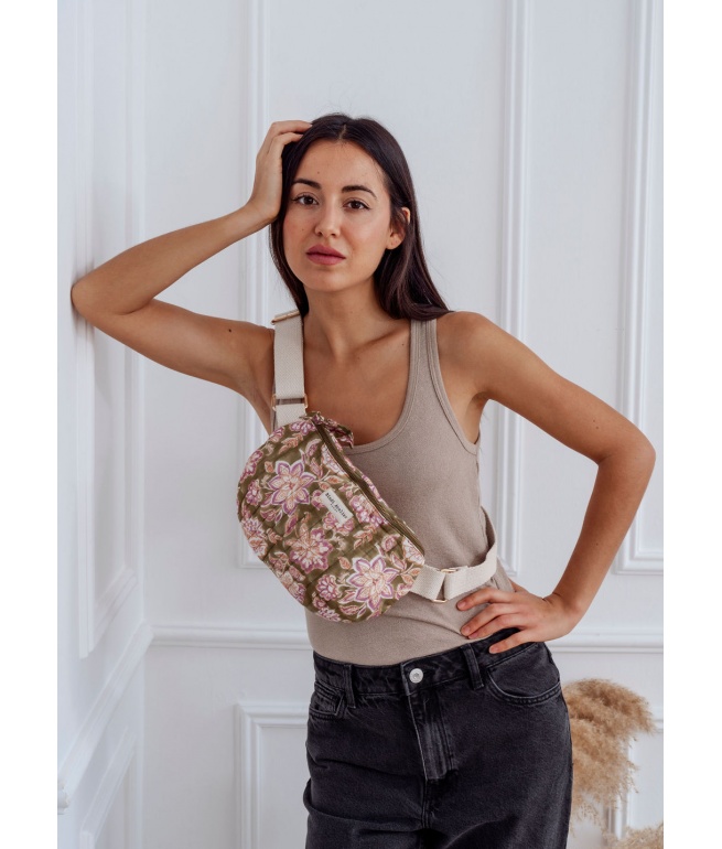 Printed canvas waist bag BINDI ATELIER Green