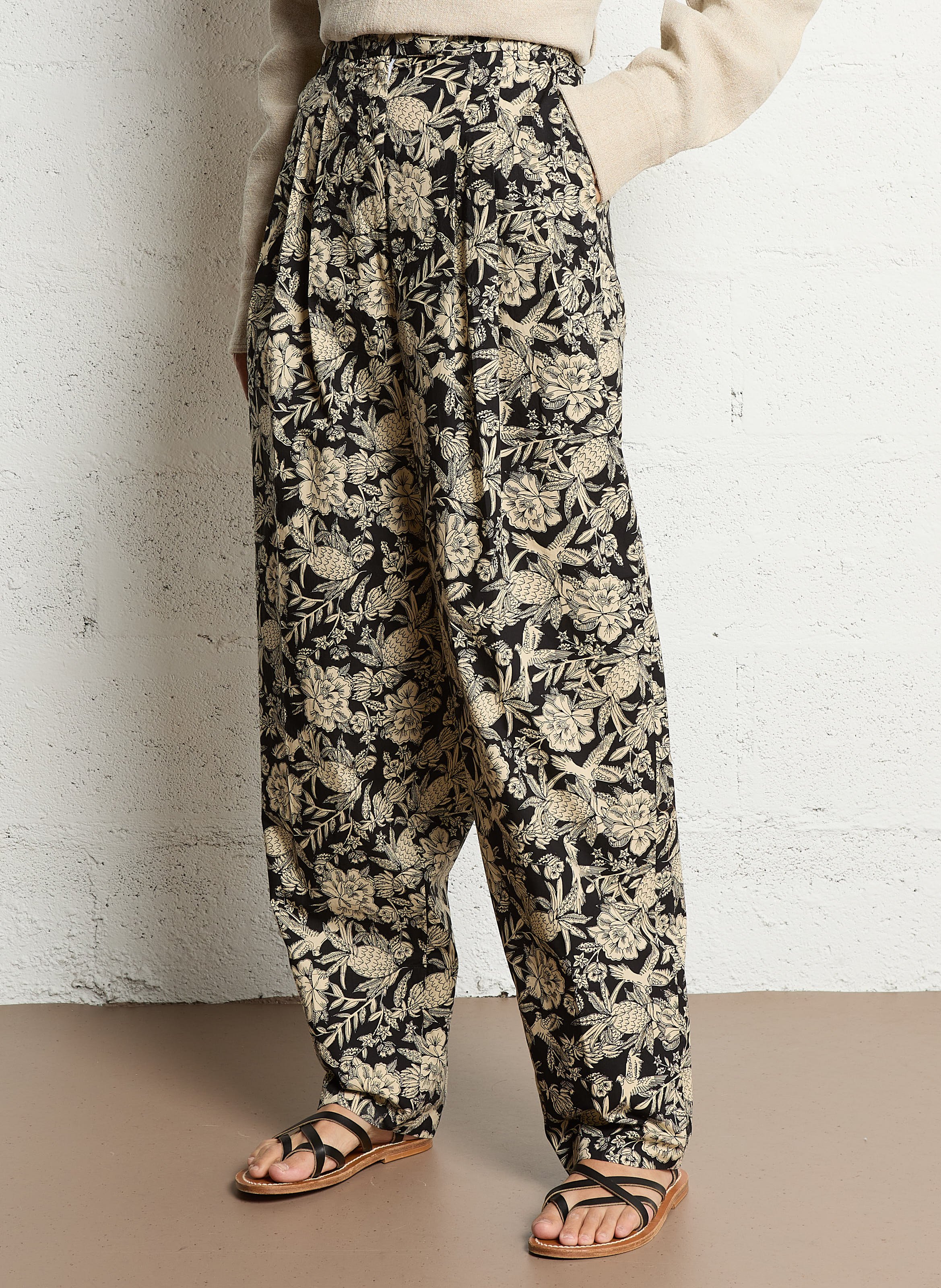 Pantalon large taille haute en coton LAURENCE BRAS