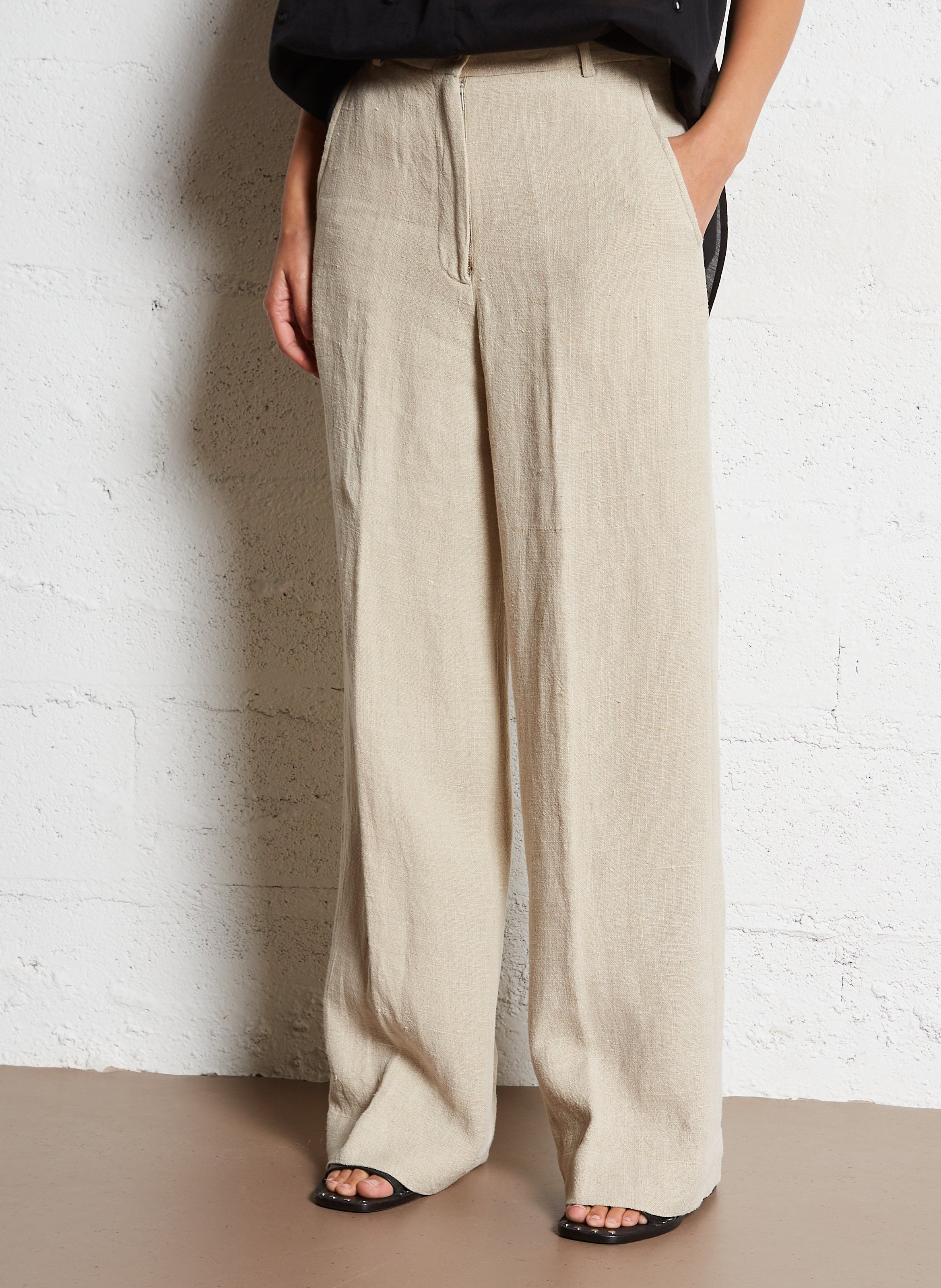Straight linen trousers LAURENCE BRAS Beige