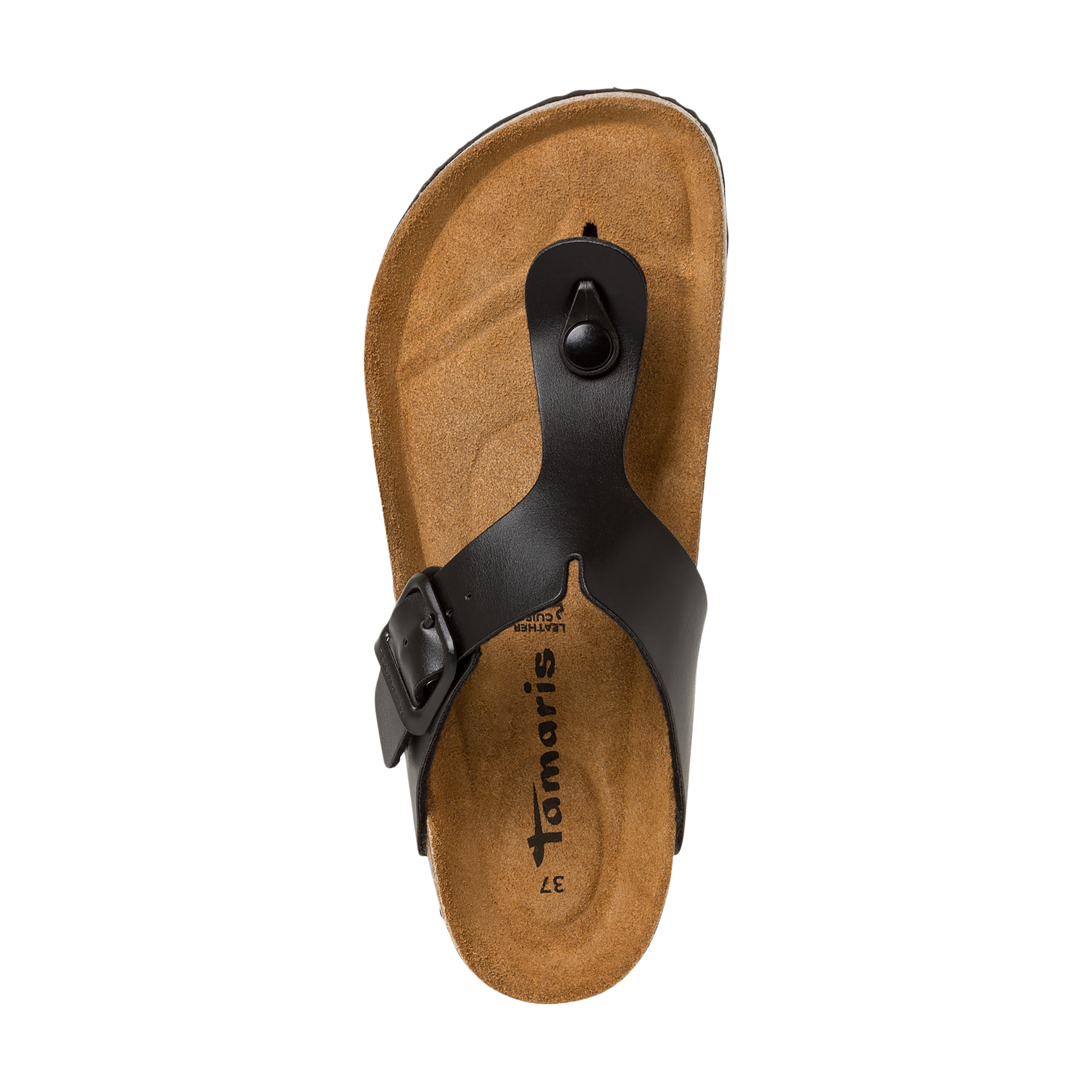 Aouda flat leather sandals TAMARIS Black