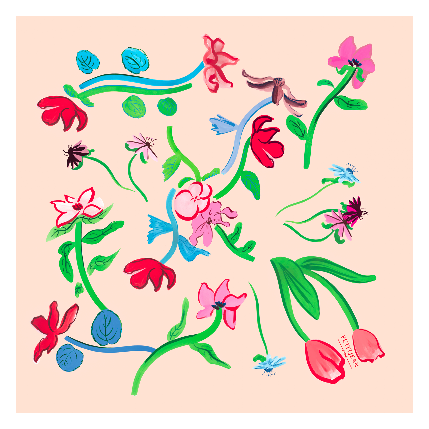 Floaty silk scarf PETITJEAN PARIS Pink