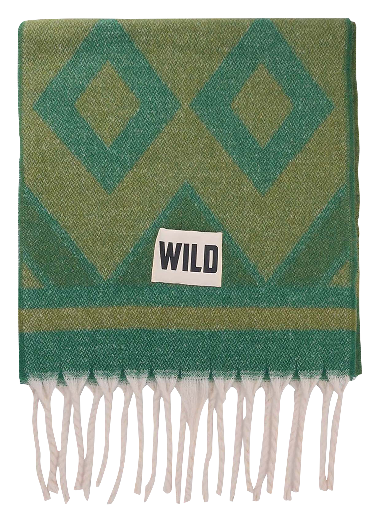 Fringed printed scarf WILD Green