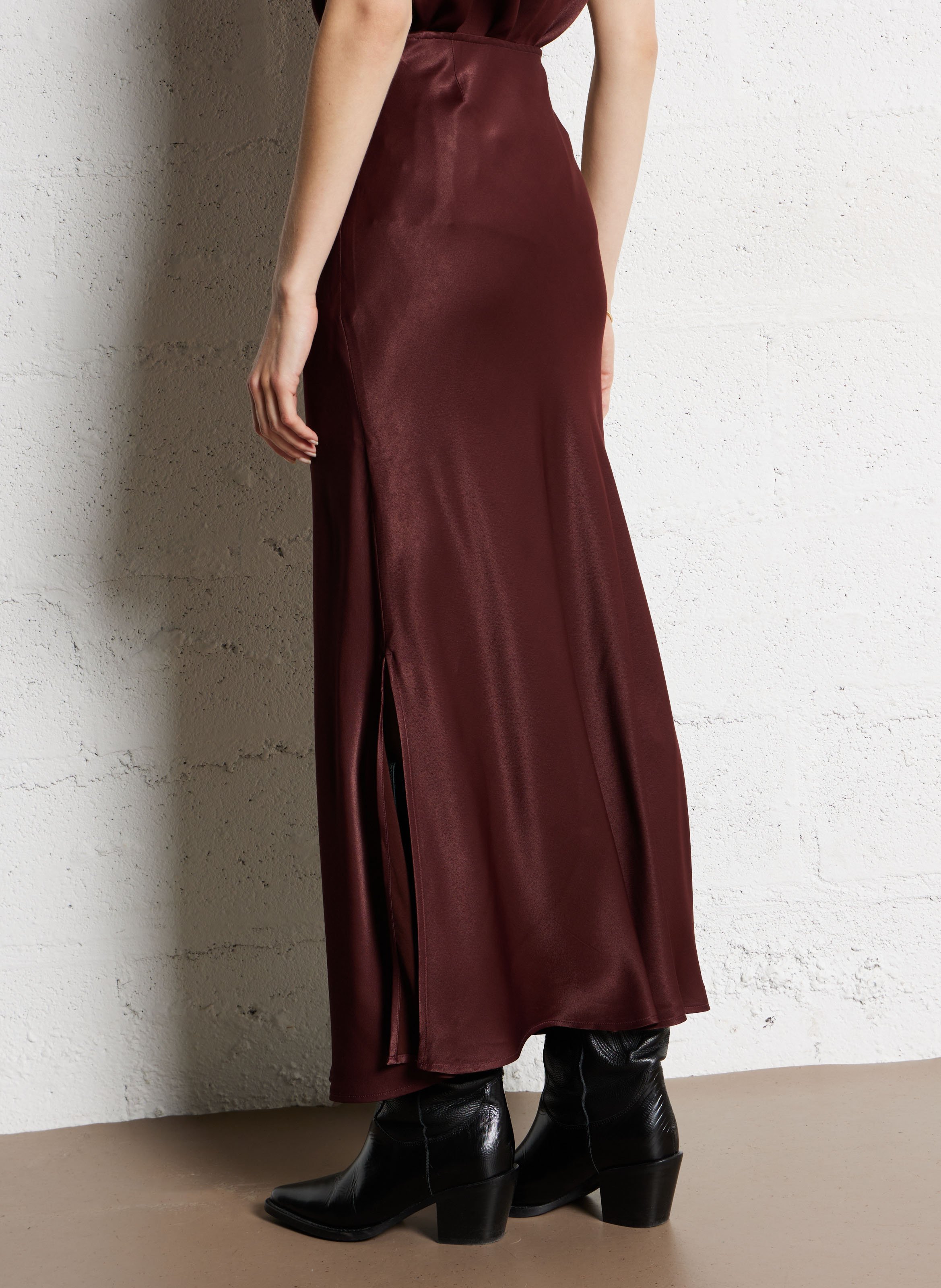 Jupe longue fluide SUNCOO Prune