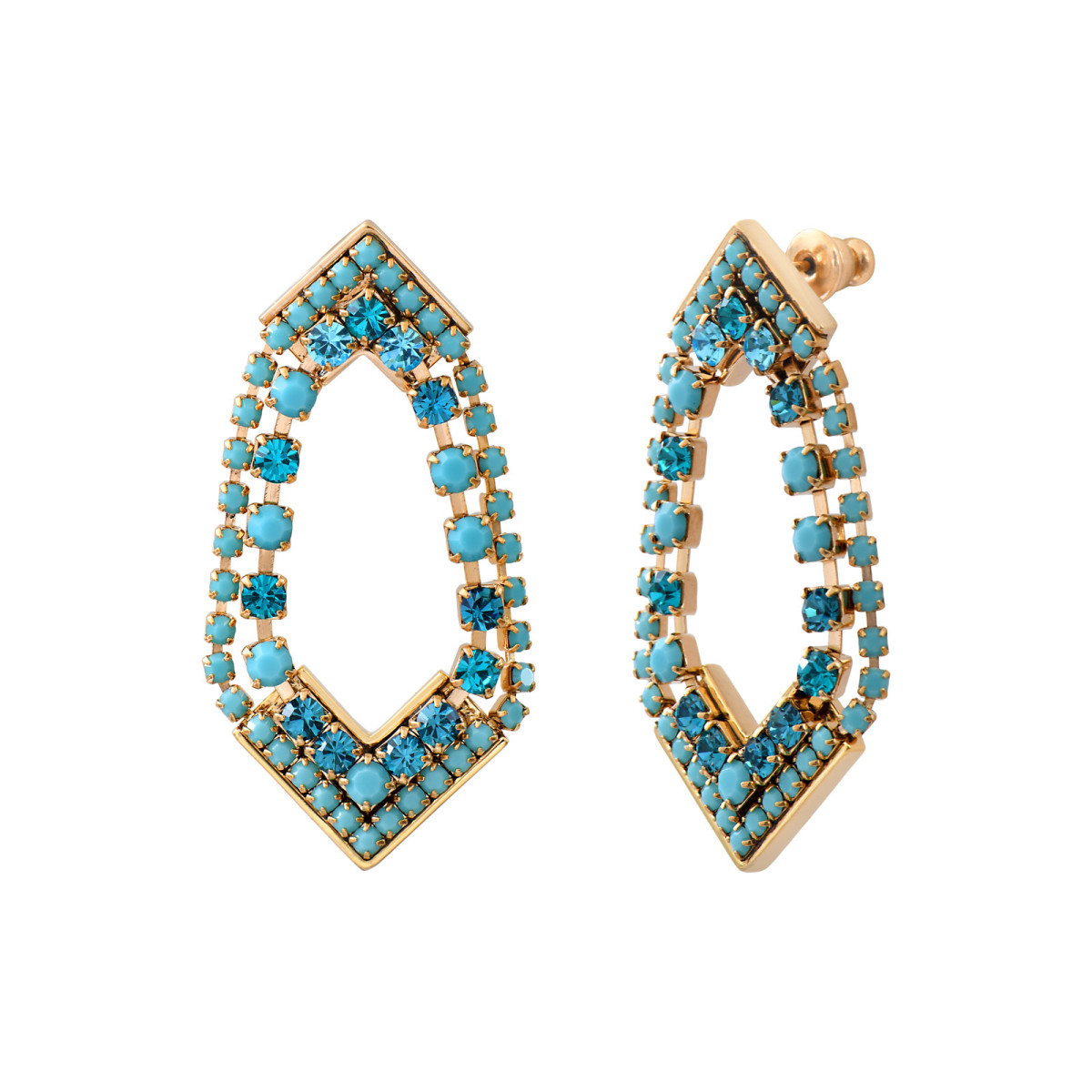 Boucles d'oreilles percées strassées cristaux prestige SATELLITE PARIS Bleu