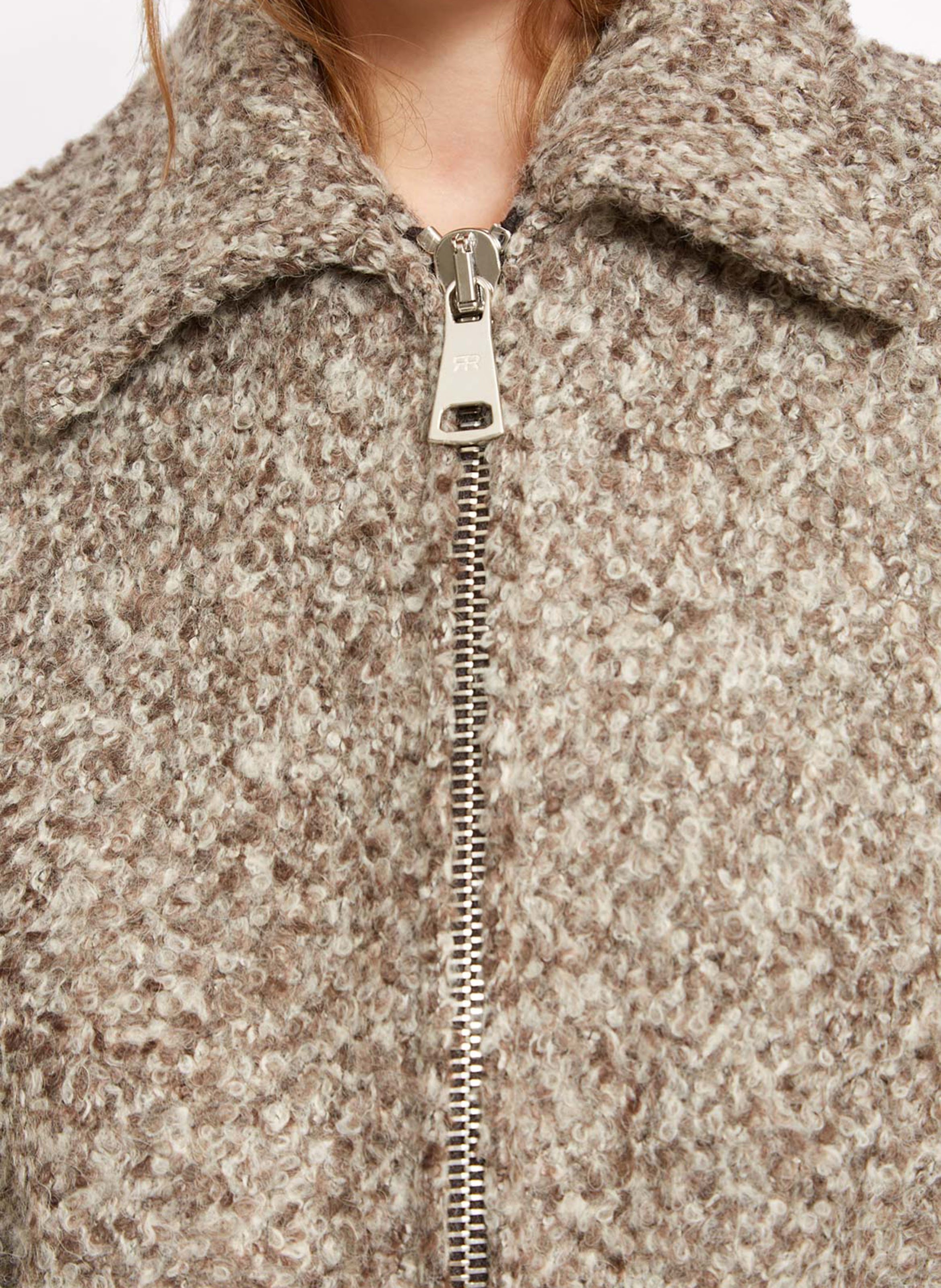 Veste ample col classique en maille mouchetée ROSEANNA Marron