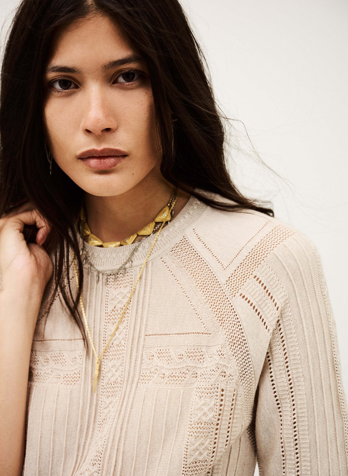 Trui met ronde hals - wolblend BA&SH Beige