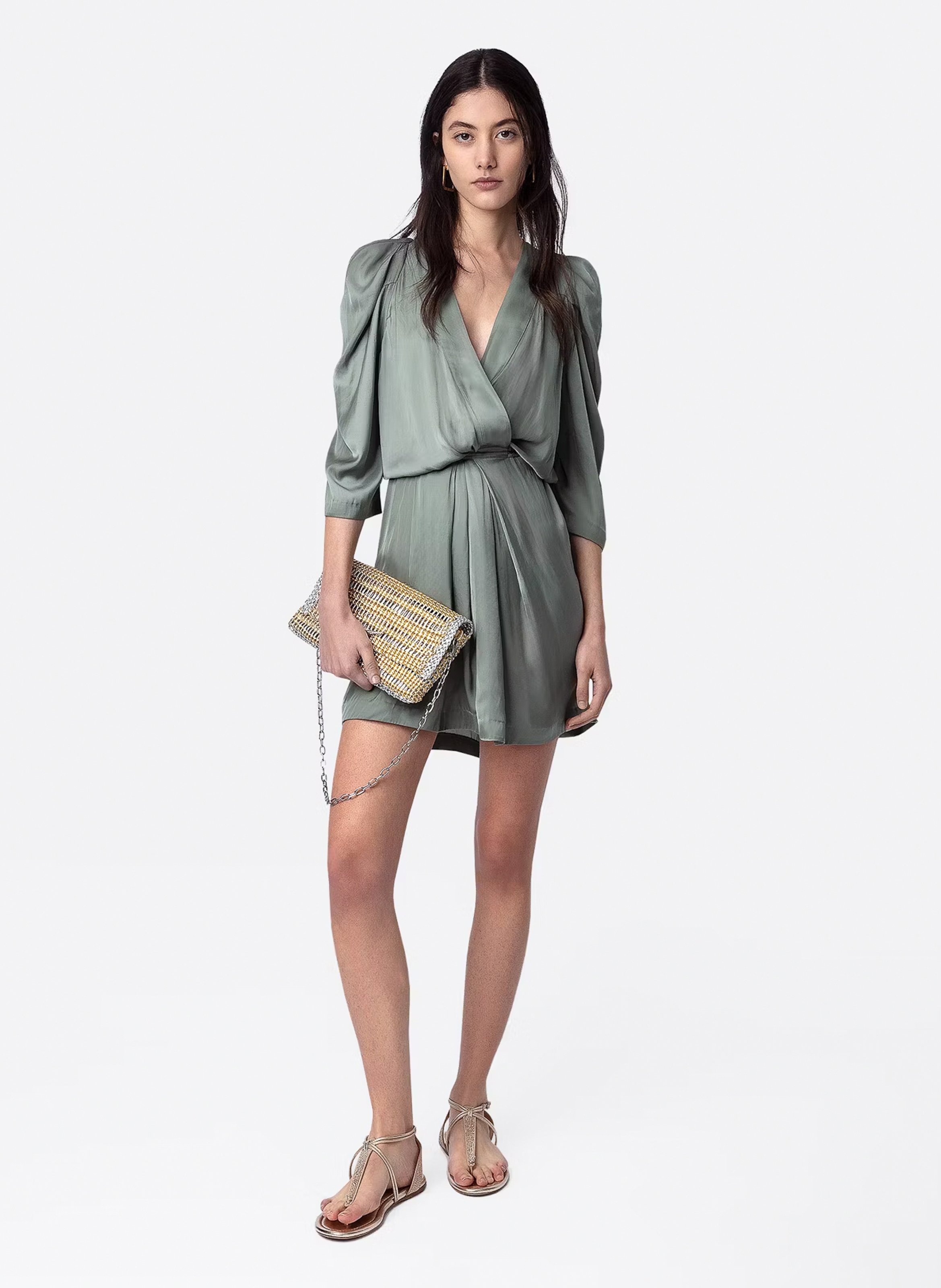 Robe courte ajustée en satin ZADIG&VOLTAIRE Vert