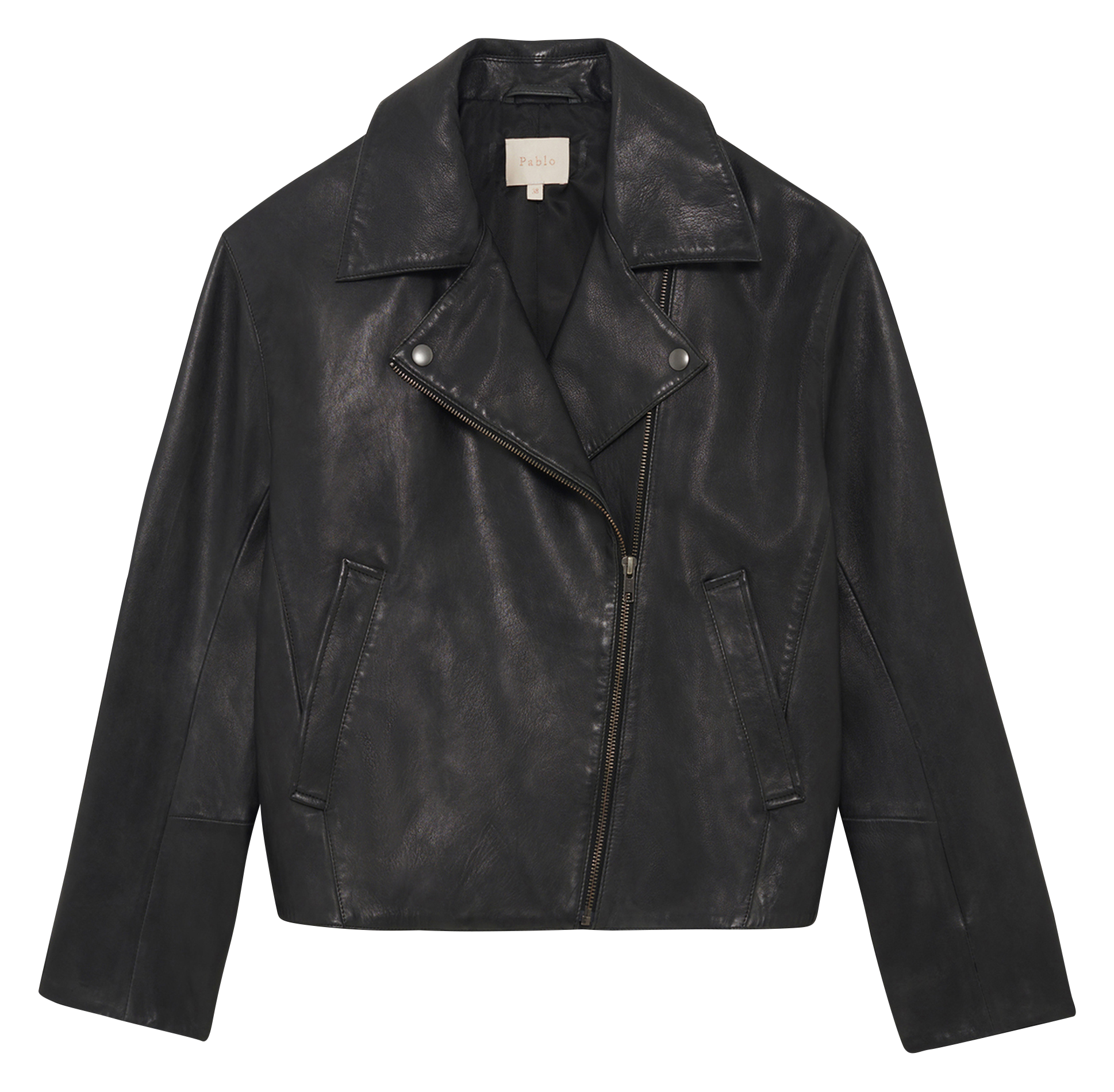 Straight jacket with a leather lapel PABLO Black
