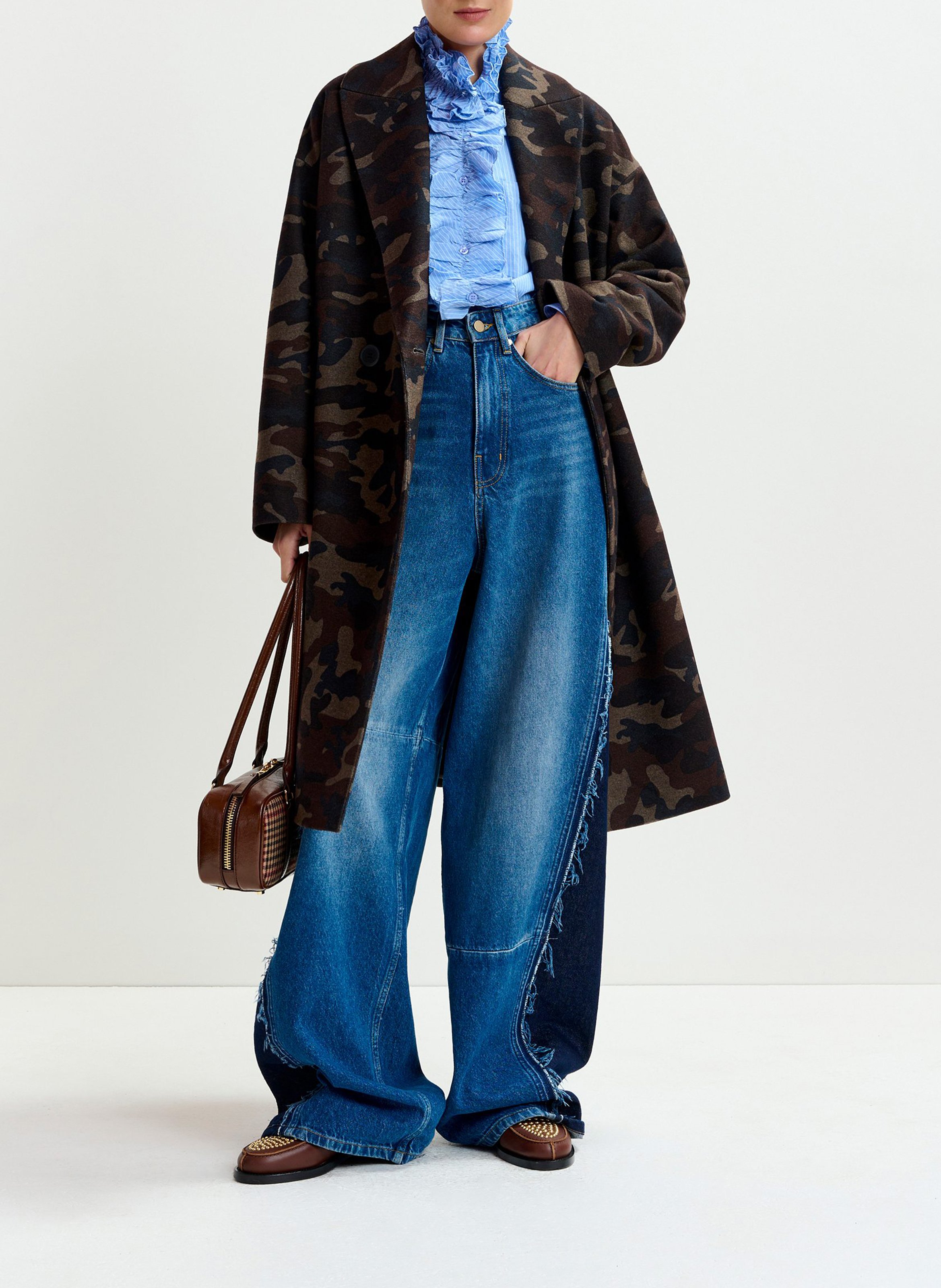 Sac épaule en laine mélangée ESSENTIEL ANTWERP Marron