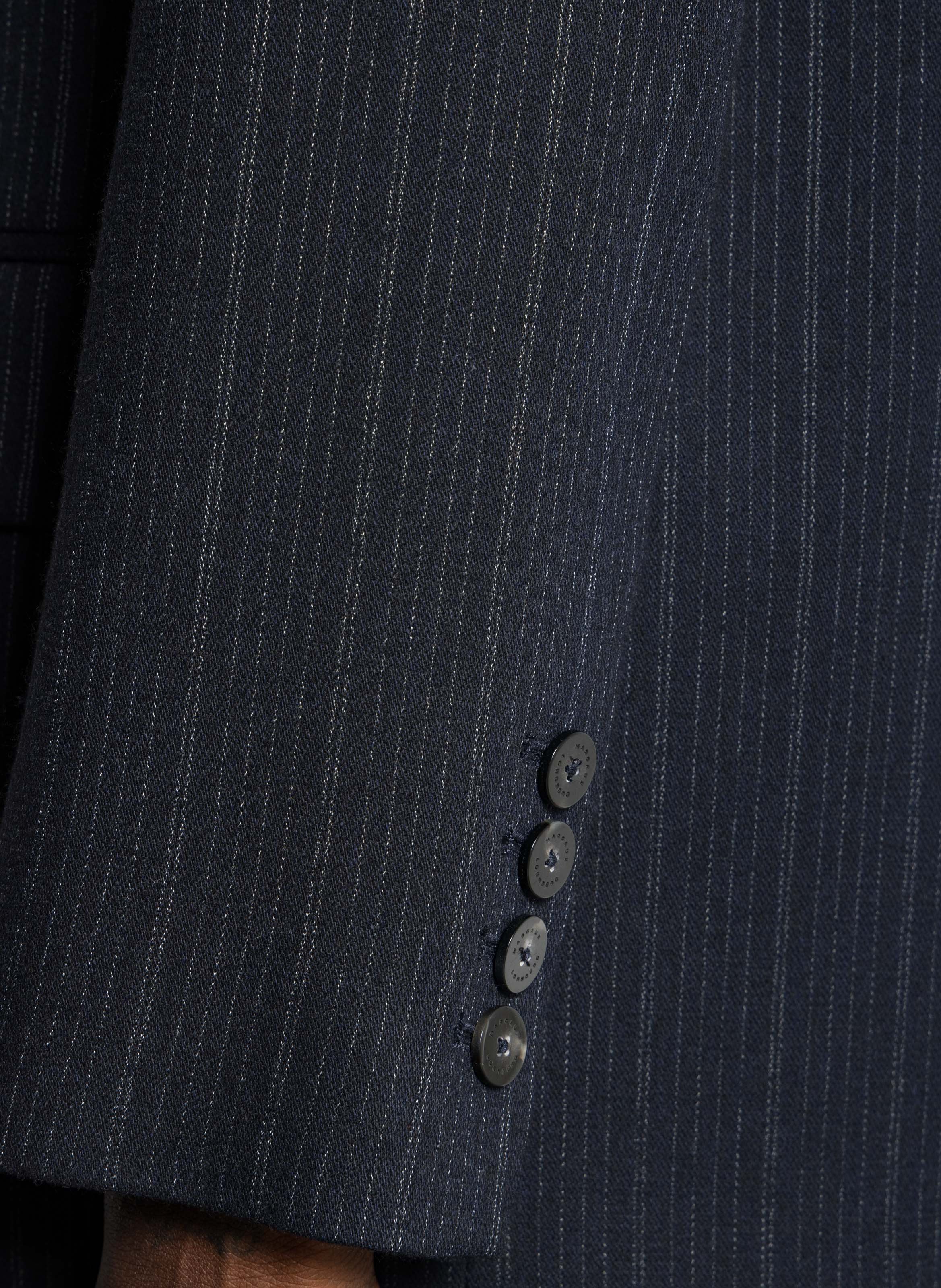 Veste col tailleur masculine en laine vierge MARGAUX LONNBERG Bleu