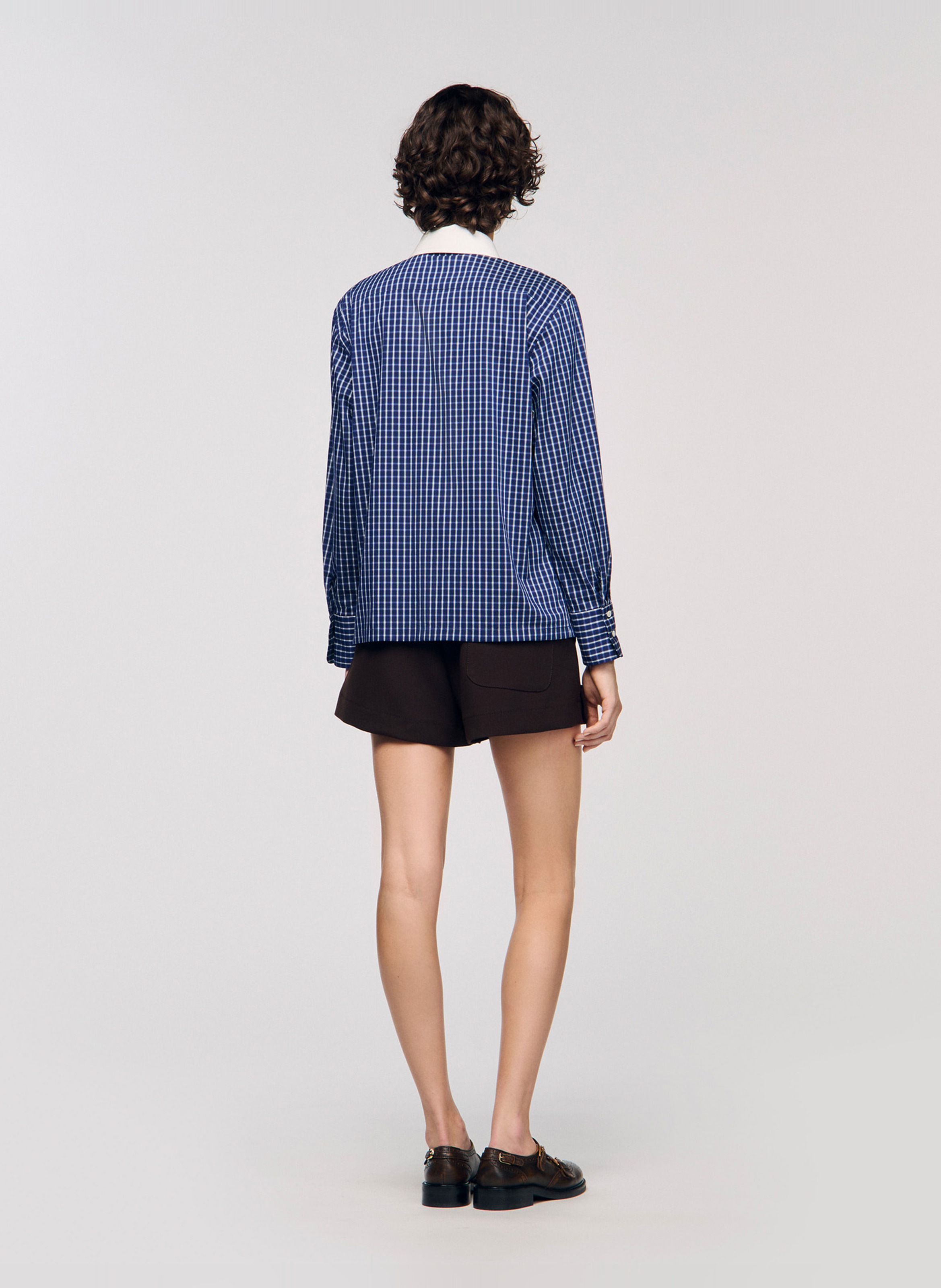 Straight checked shirt SANDRO Blue