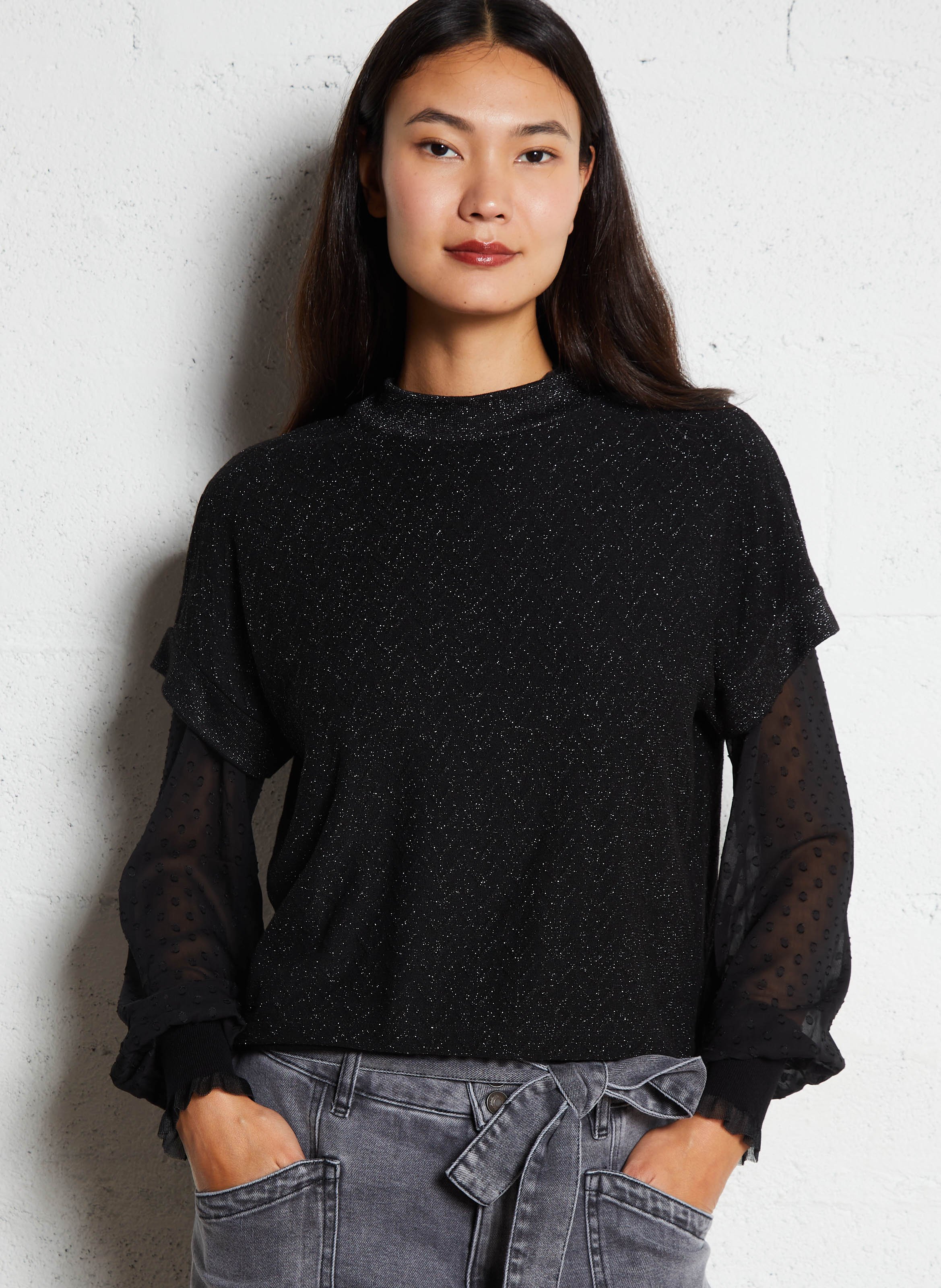 Knit crop top IKKS Black