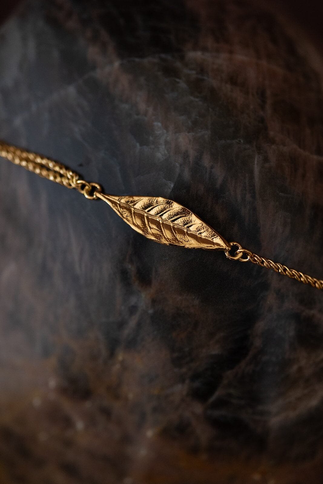 Silver plated leaf bracelet MONSIEUR SIMONE Golden