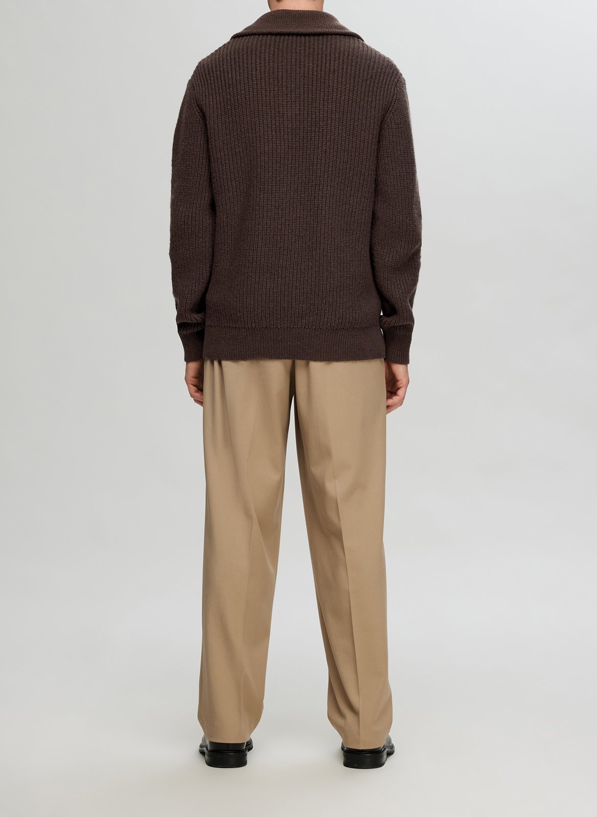 Pull col montant en laine mélangée SELECTED Marron