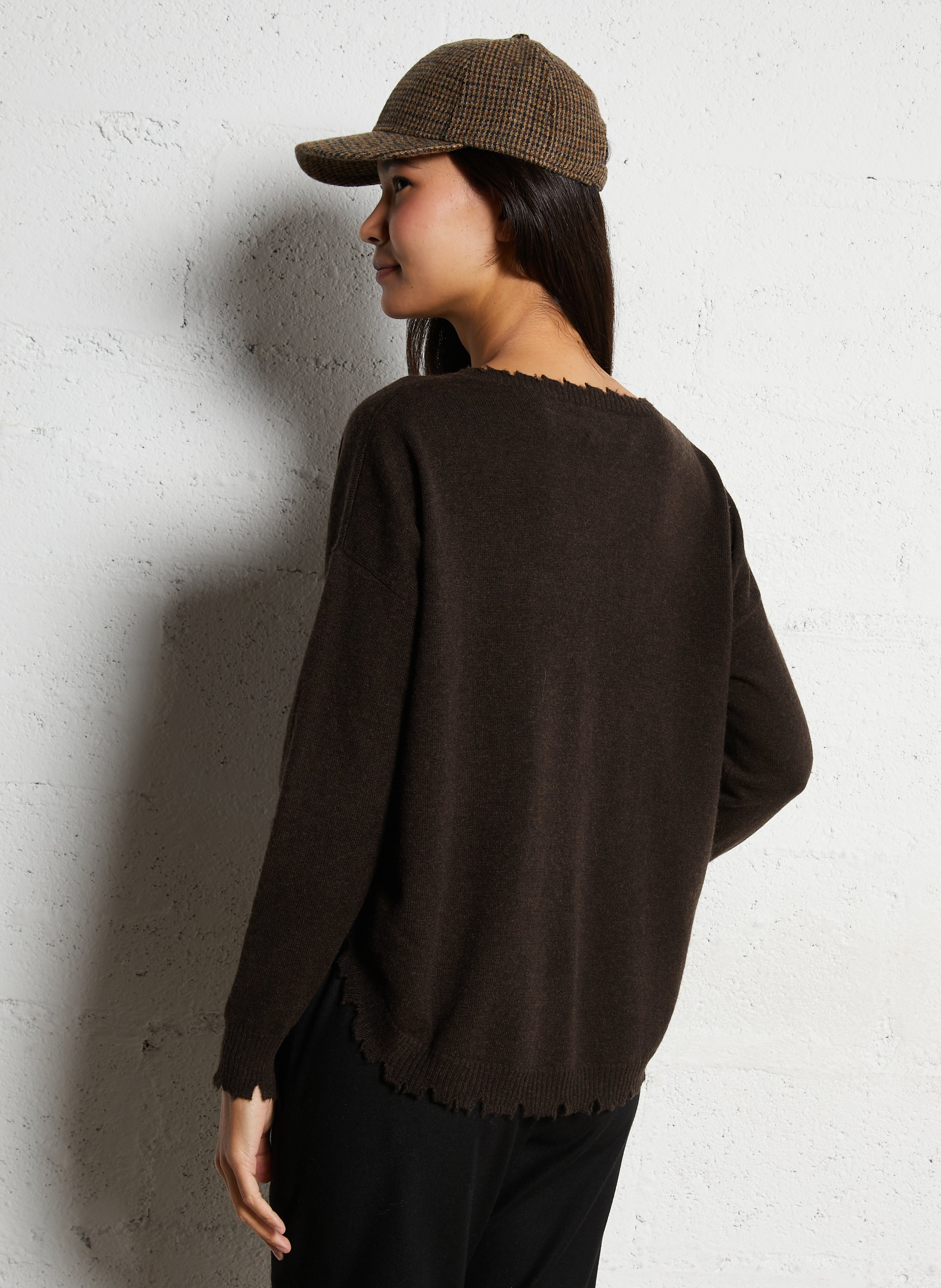 Pull oversize en cachemire maillé KUJTEN Marron