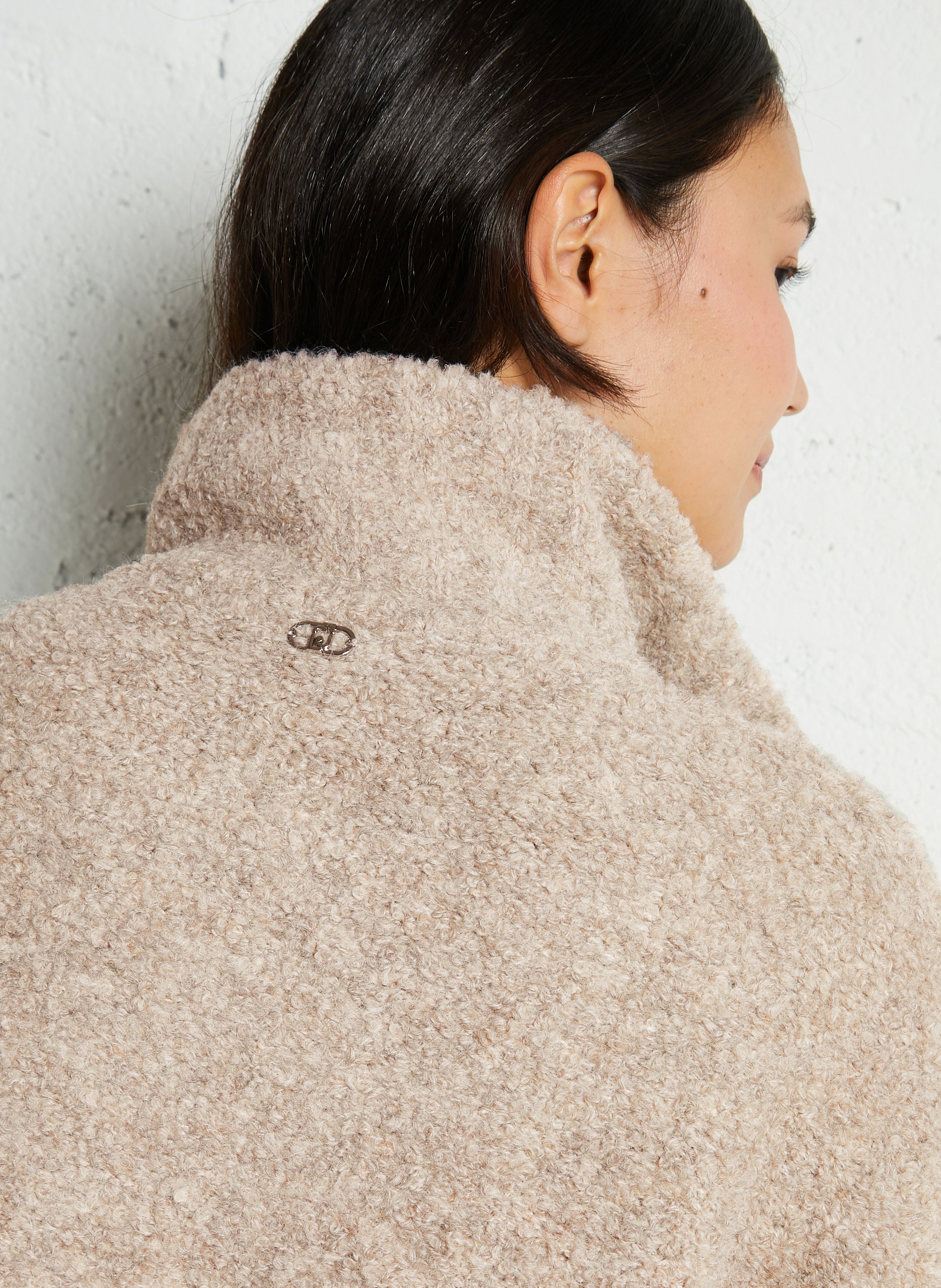 Weiter Mantel mit Stehkragen und Bouclé-Muster LIU JO Beige