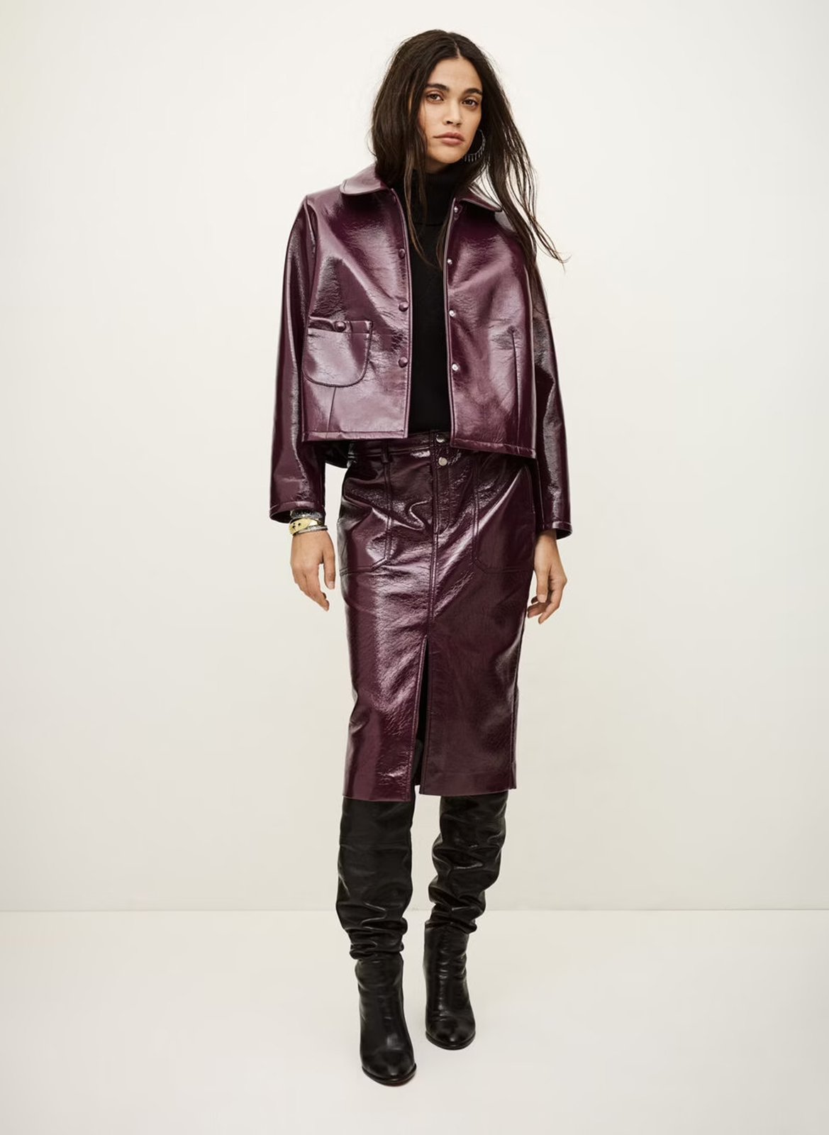 Faux leather midi skirt BA&amp;SH Plums