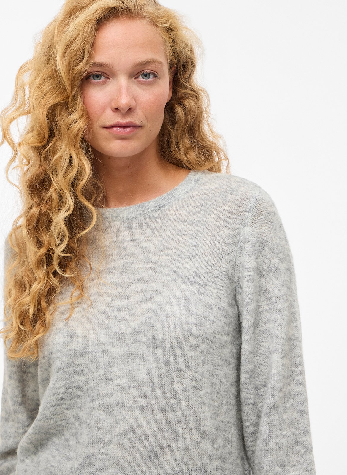 Pull droit col rond en maille VILA Gris