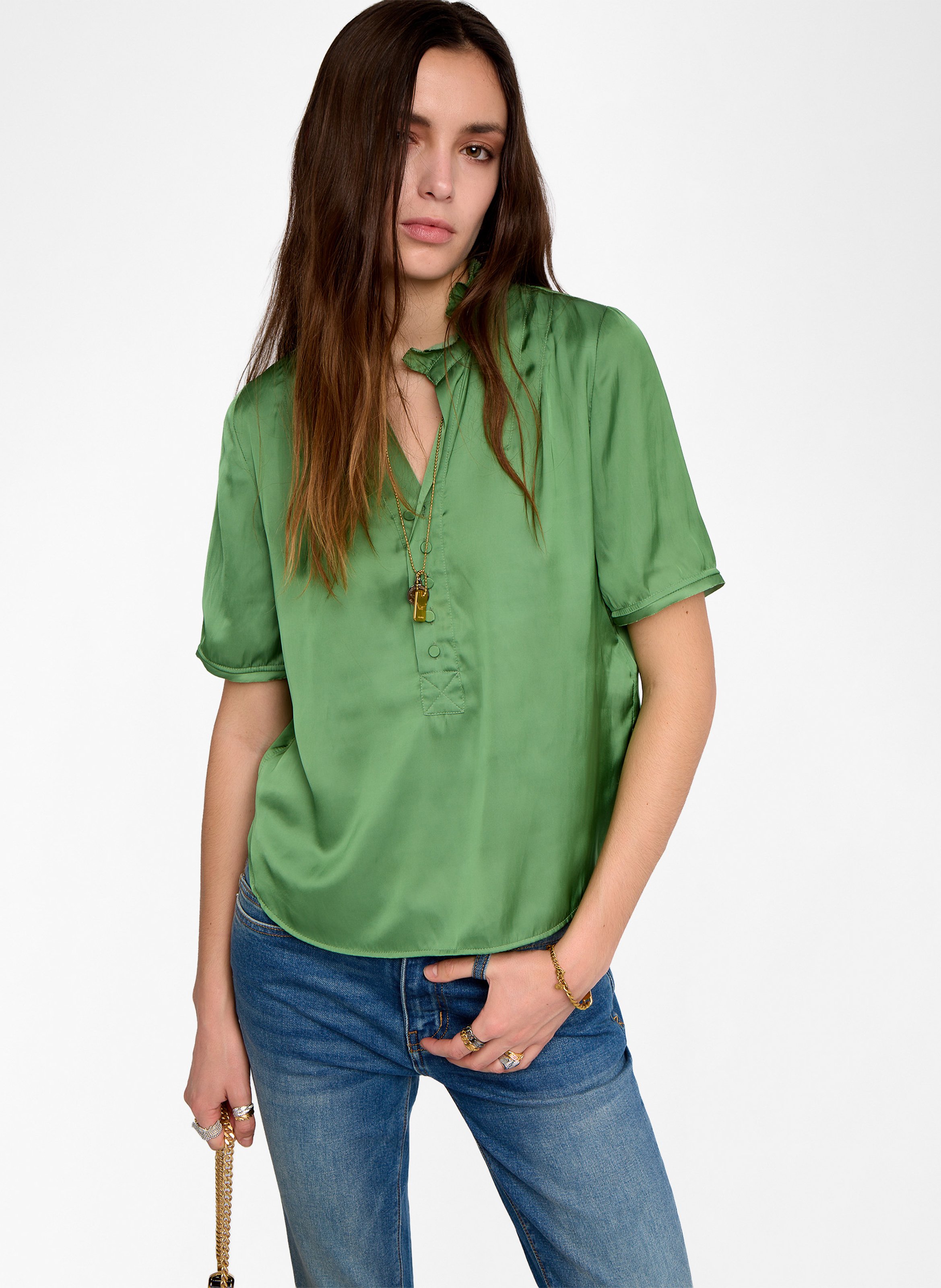 Bluse mit Rundhalsausschnitt und Falten ZADIG&VOLTAIRE