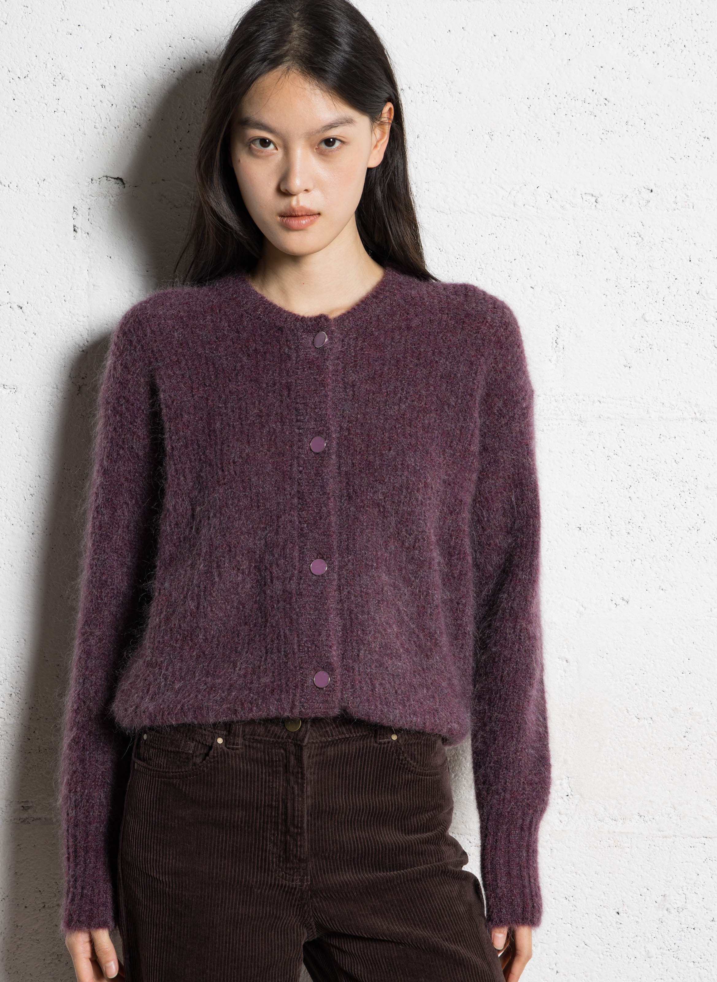 Gilet droit col rond en mohair mélangé MAISON 123