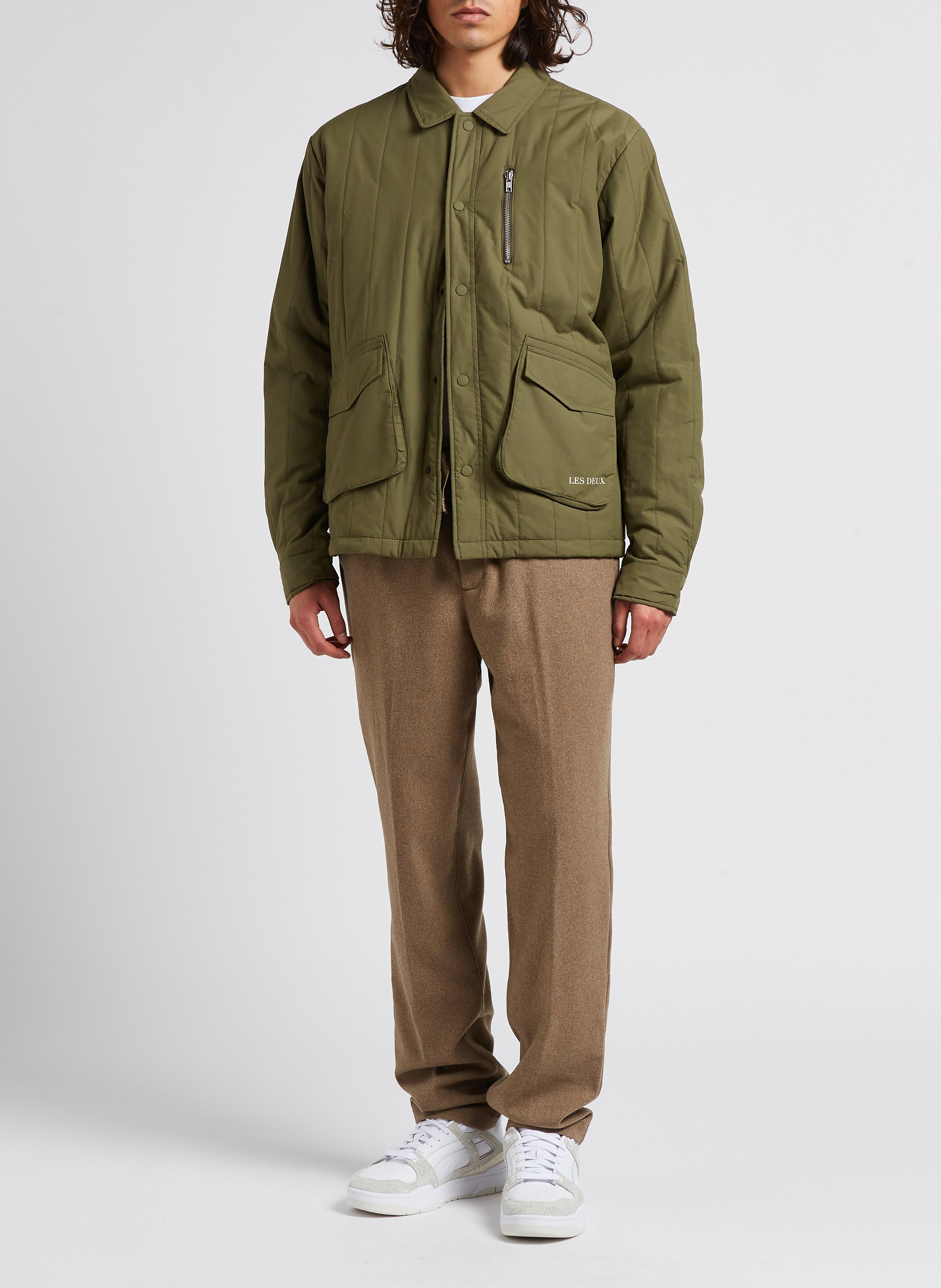 Insulated jacket with classic collar LES DEUX Green
