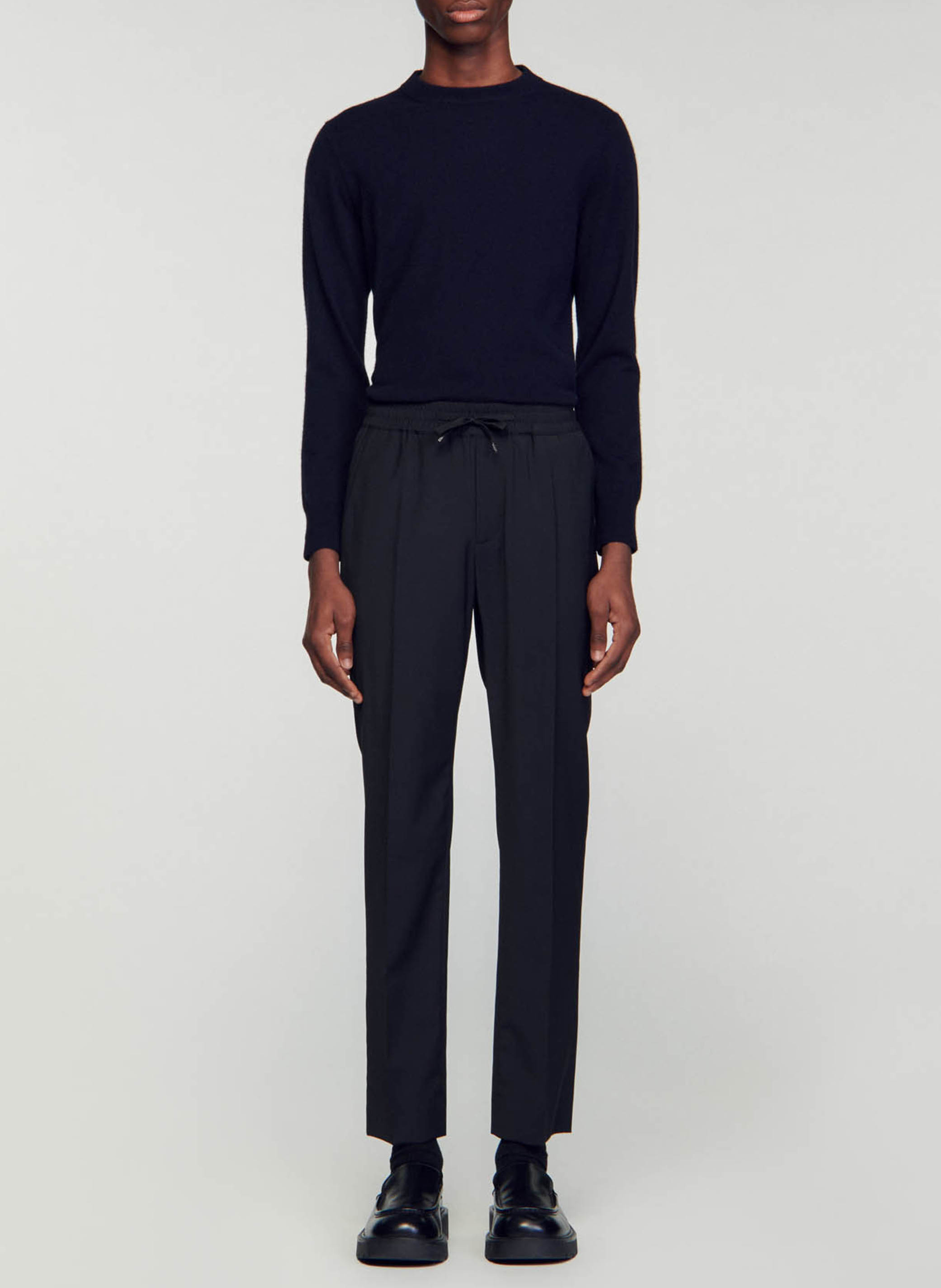 Pantalon droit élastiqué SANDRO Noir