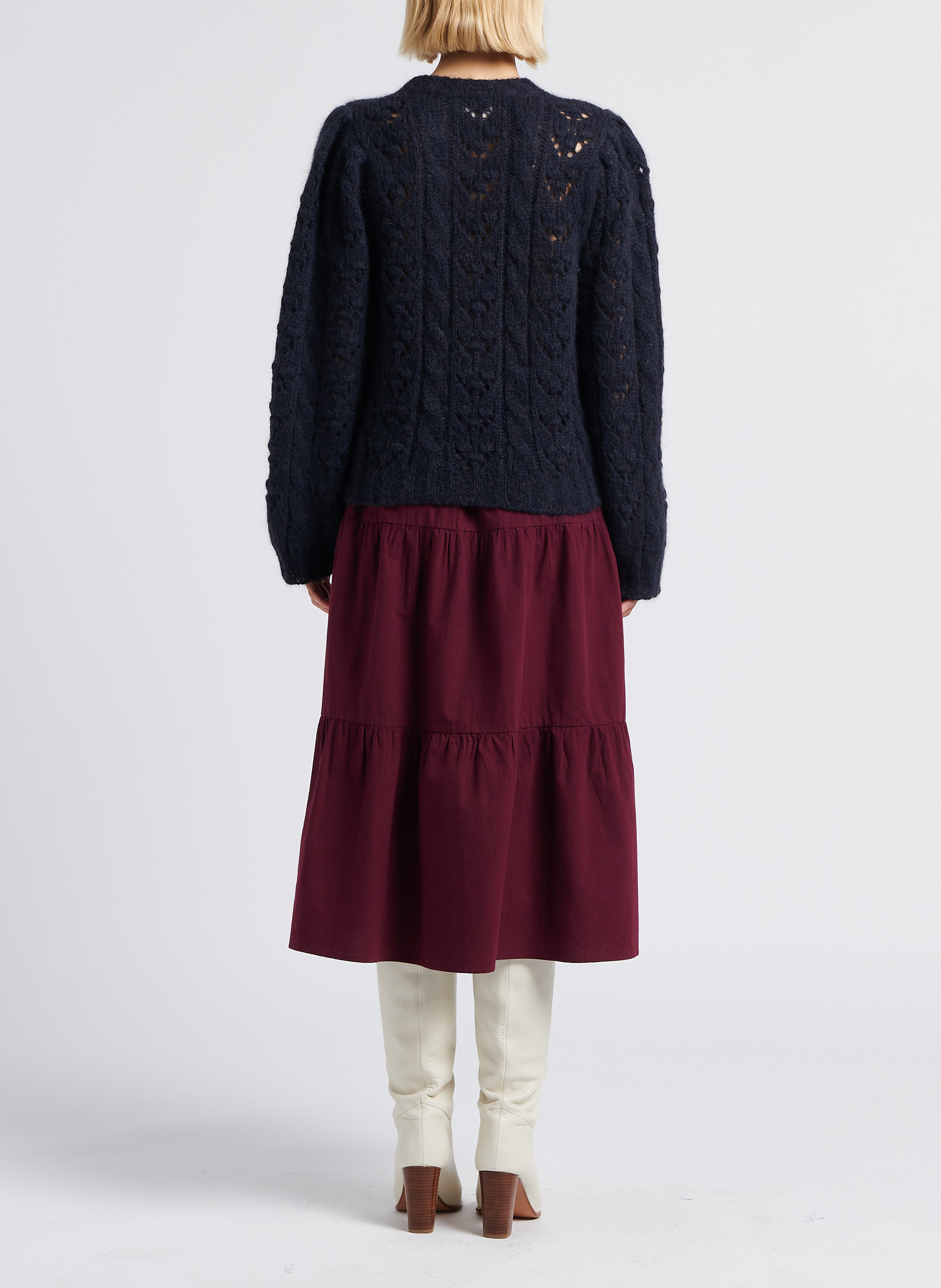 Gerade geschnittener Wollmix-Pullover mit rundem Ausschnitt BELLEPIECE Blau