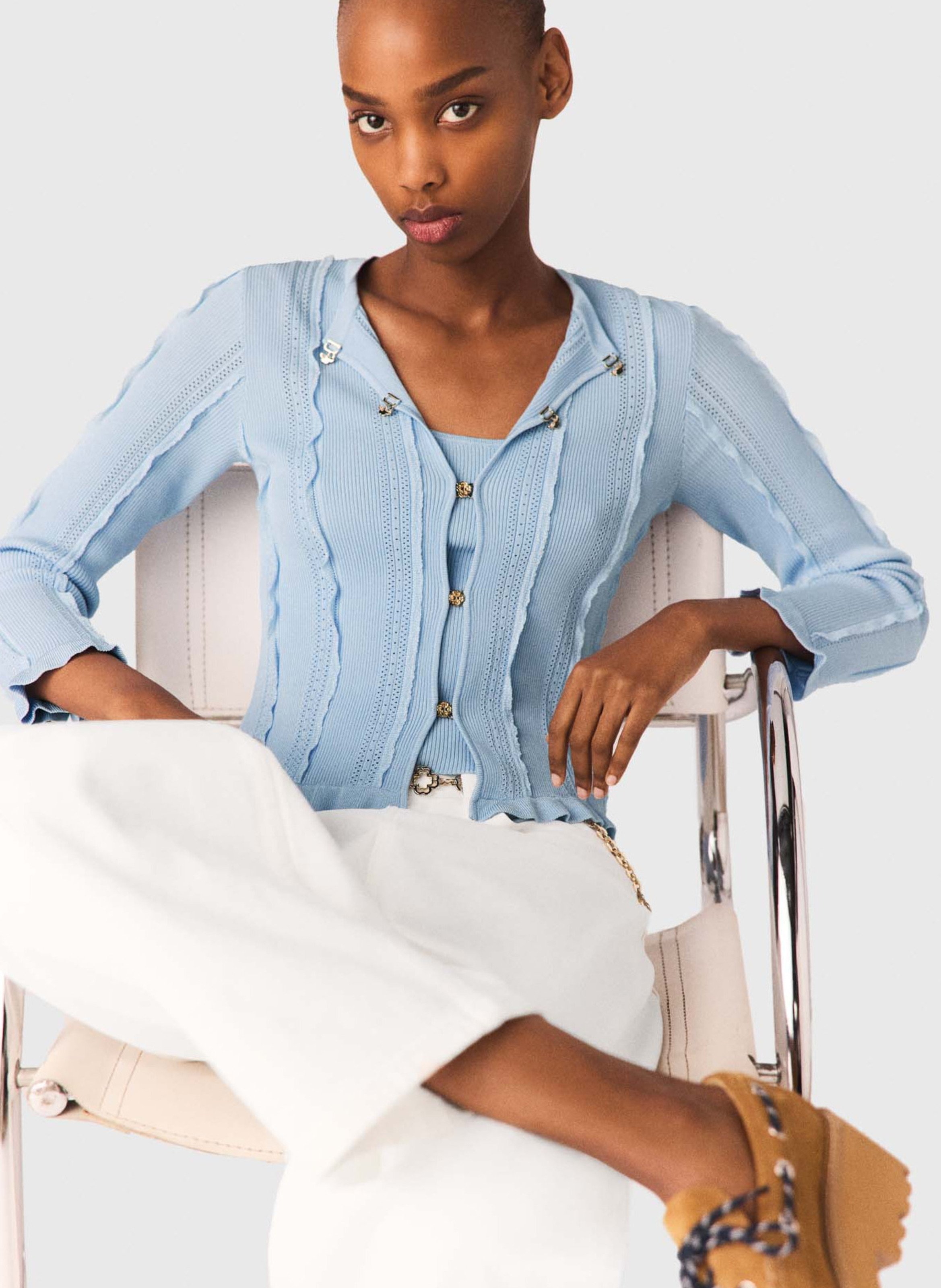 Cardigan 2-in-1 met textuur MAJE Blauw