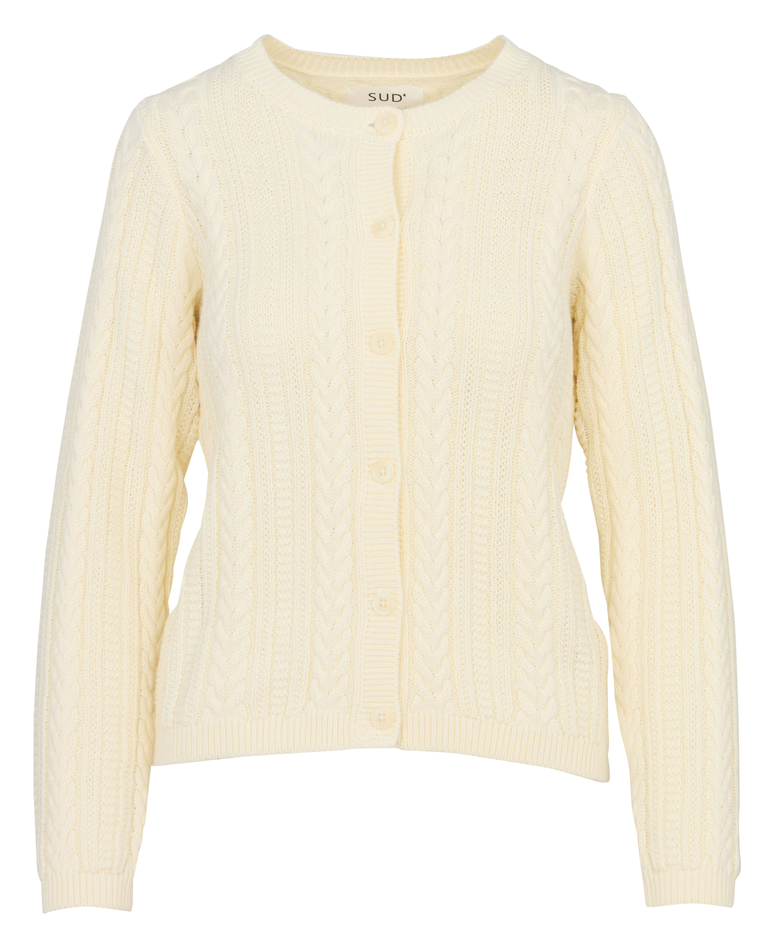 Gilet droit col rond torsadé en coton SUD EXPRESS Beige