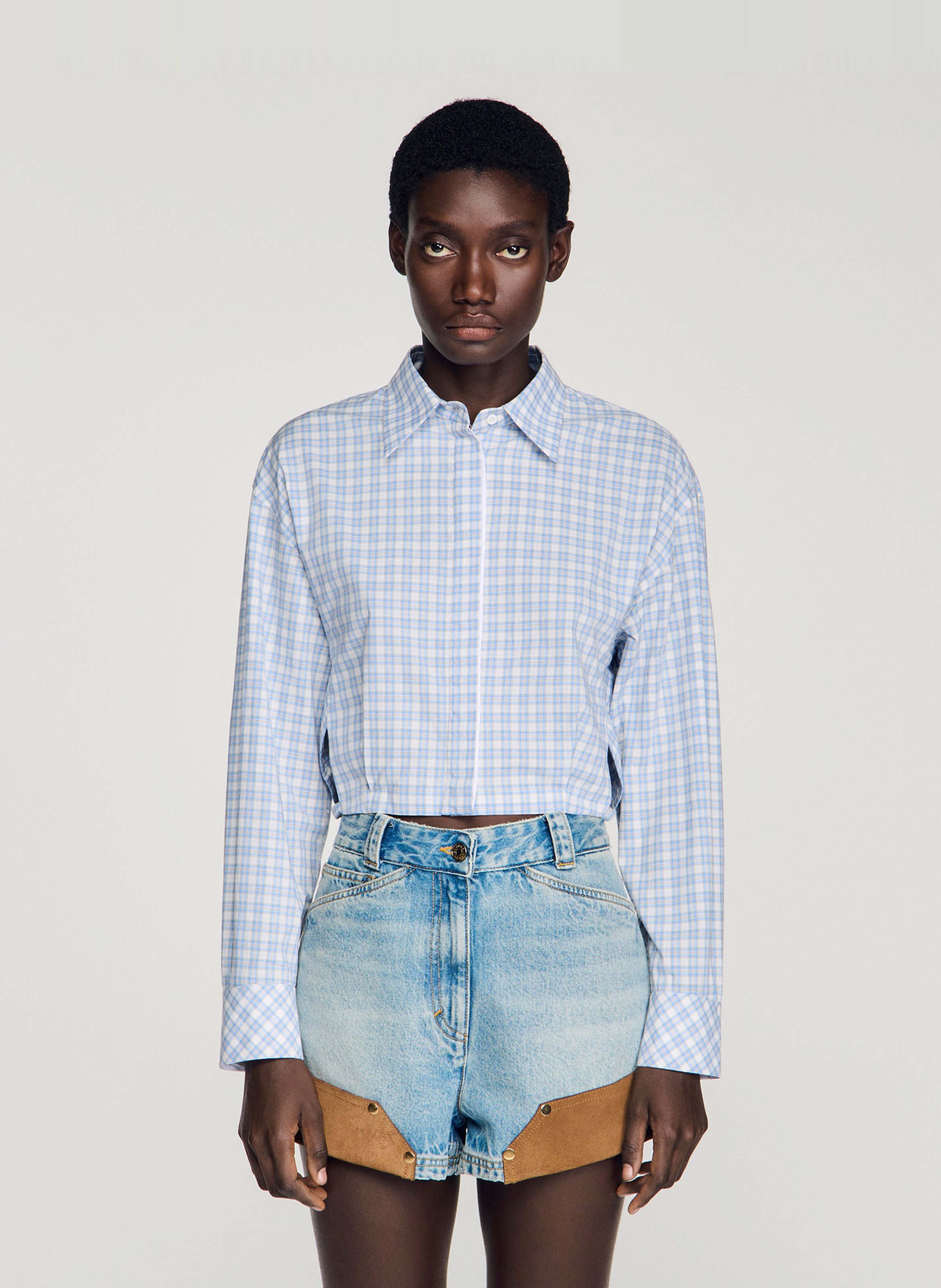 Checked shirt with classic collar SANDRO Blue