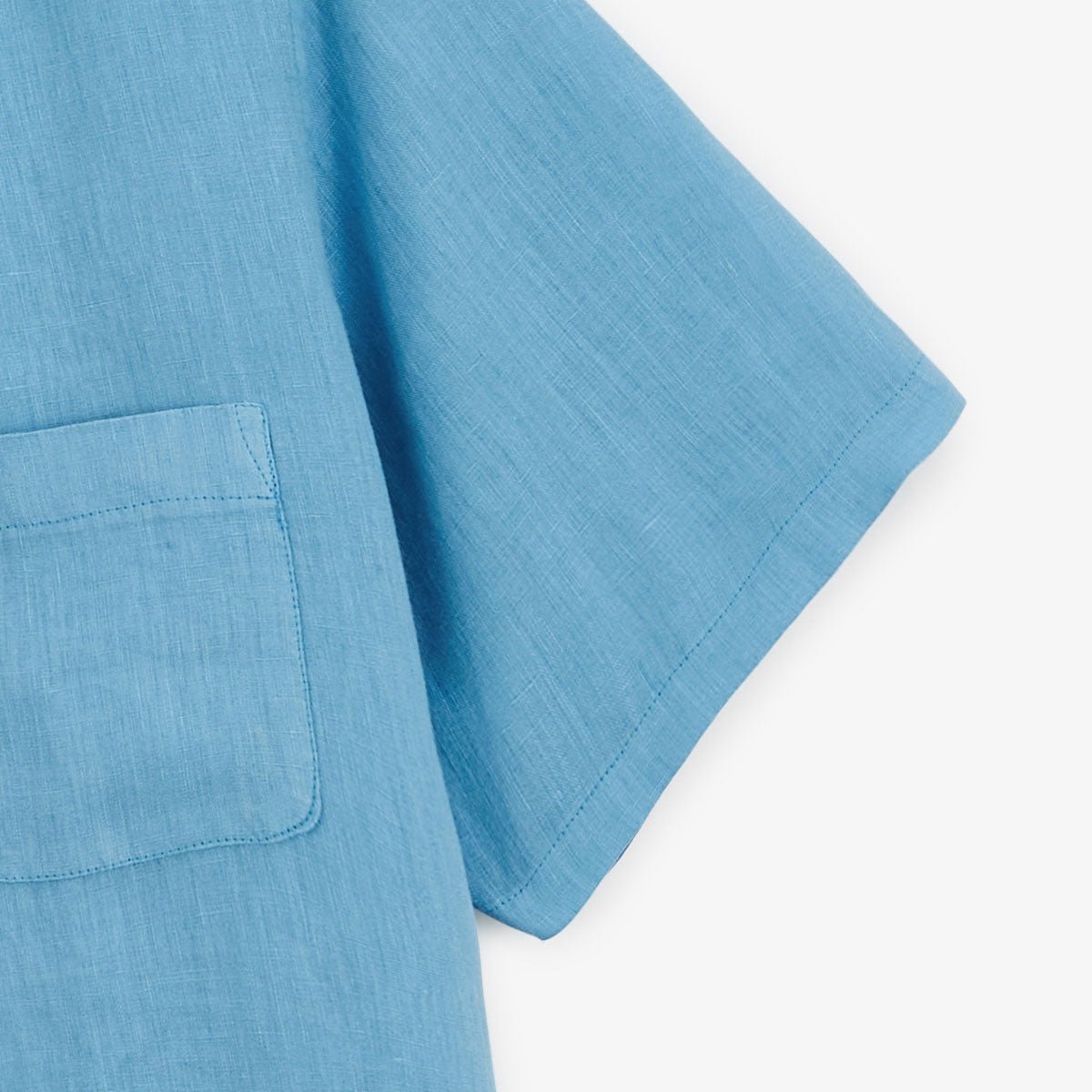 Short-sleeved plain linen shirt SERGE BLANCO Blue