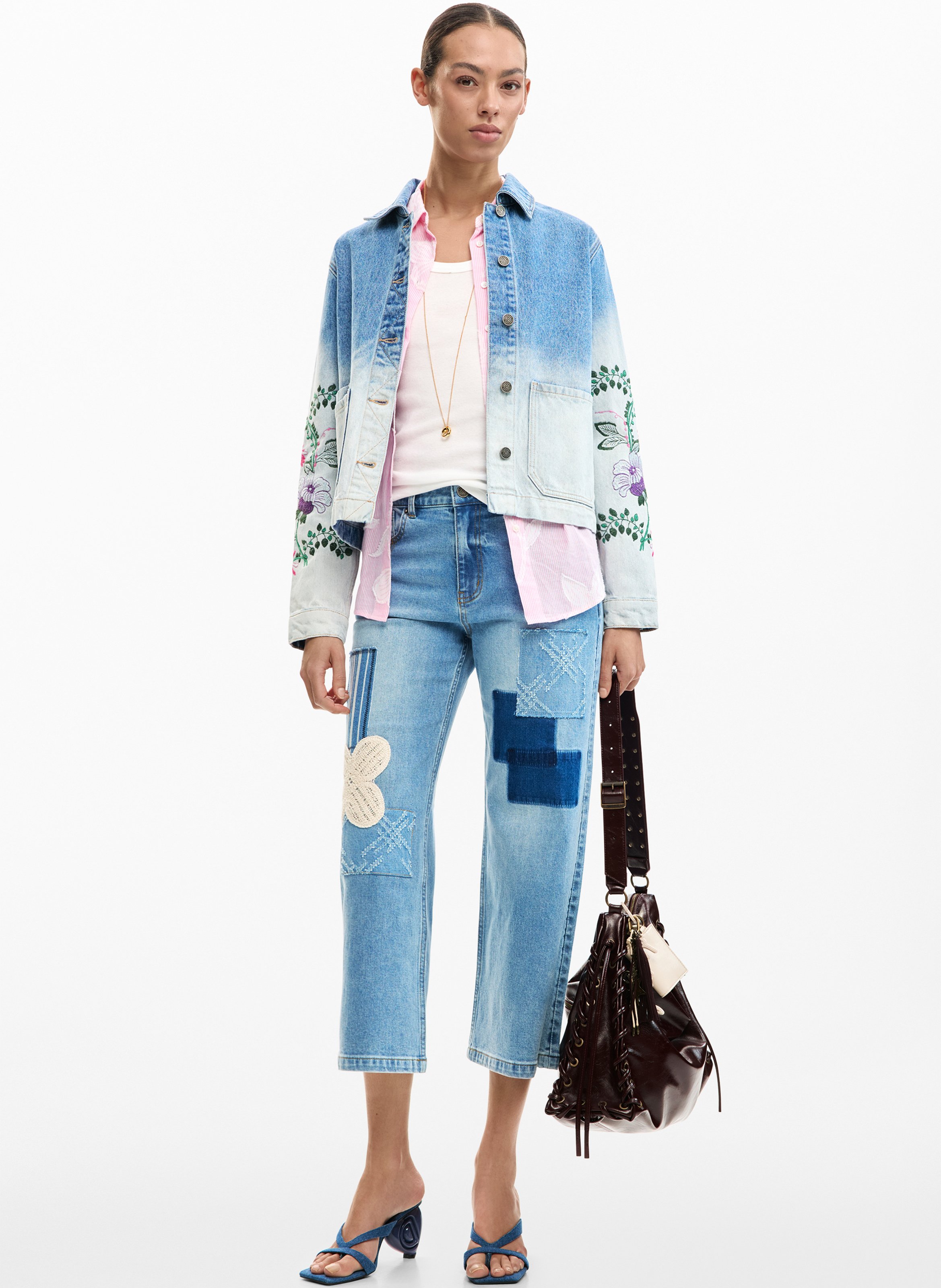 Veste en jean col classique DESIGUAL Bleu