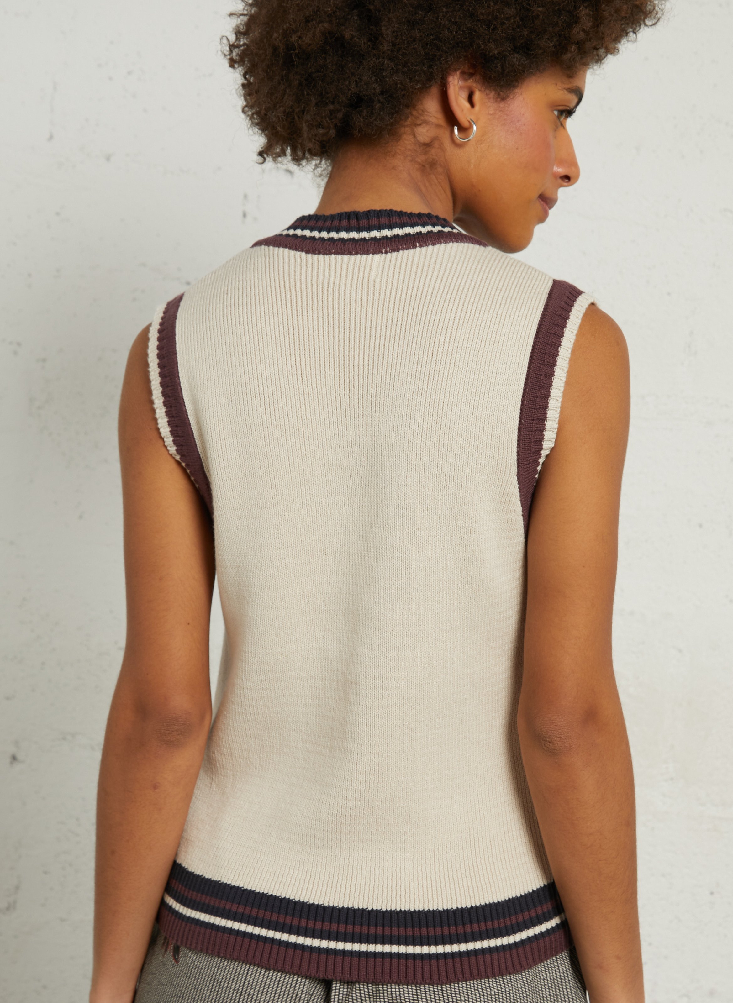 Sleeveless striped cotton V-neck cardigan DIEGA Multicolored