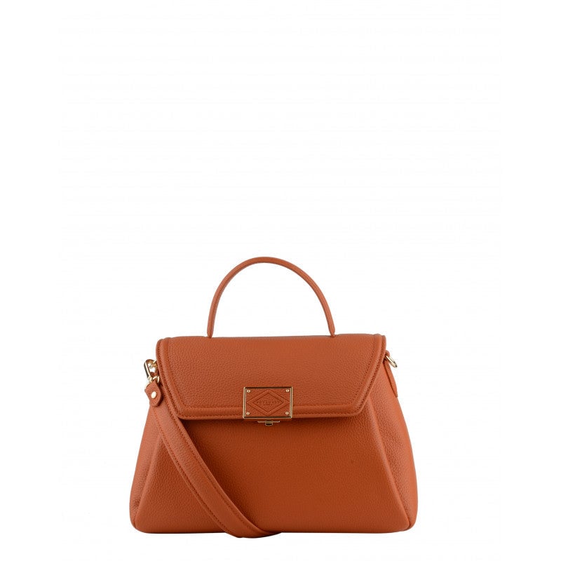 Calfskin leather handbag POURCHET Orange