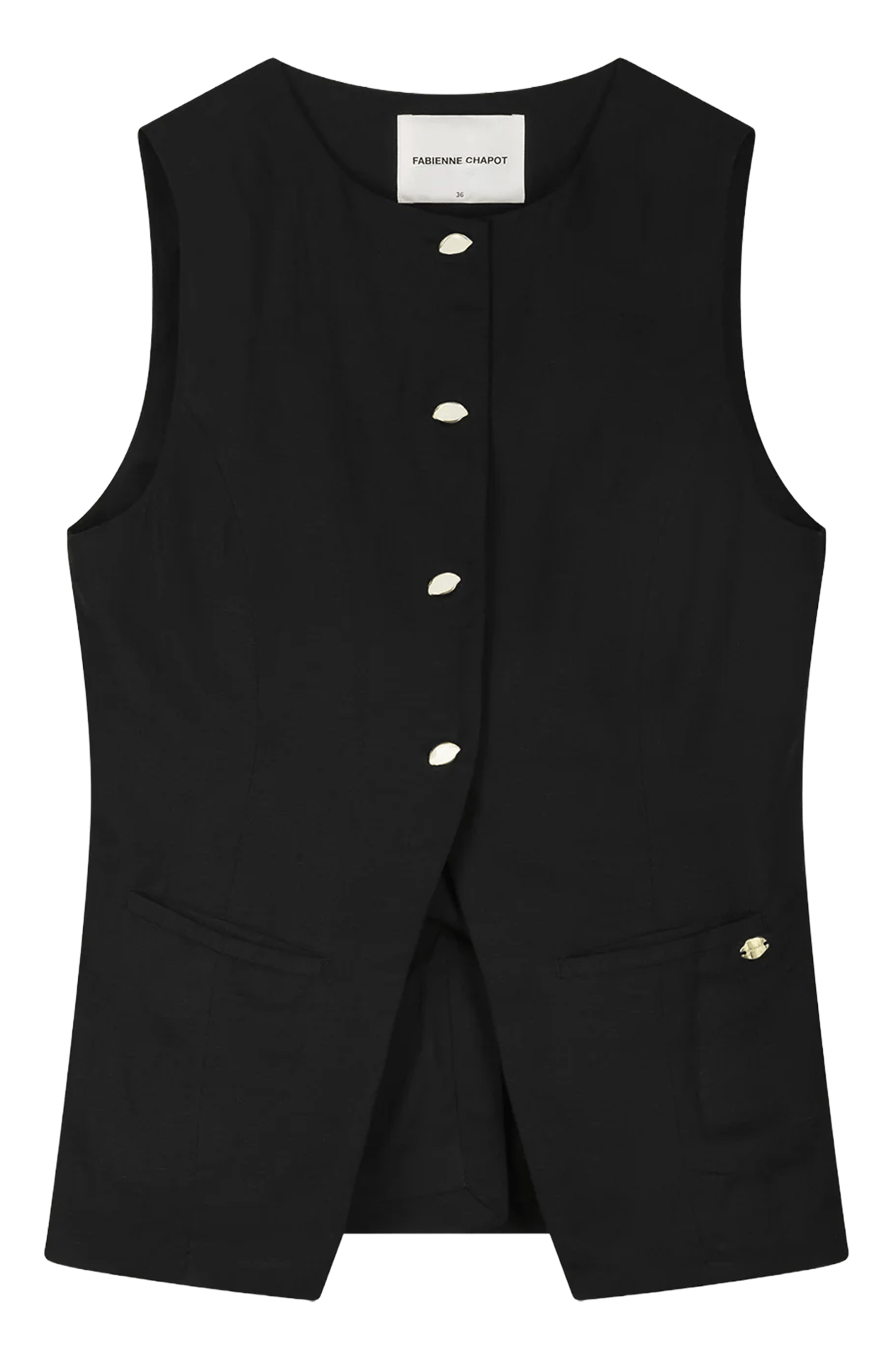 Fitted round neck vest FABIENNE CHAPOT Black